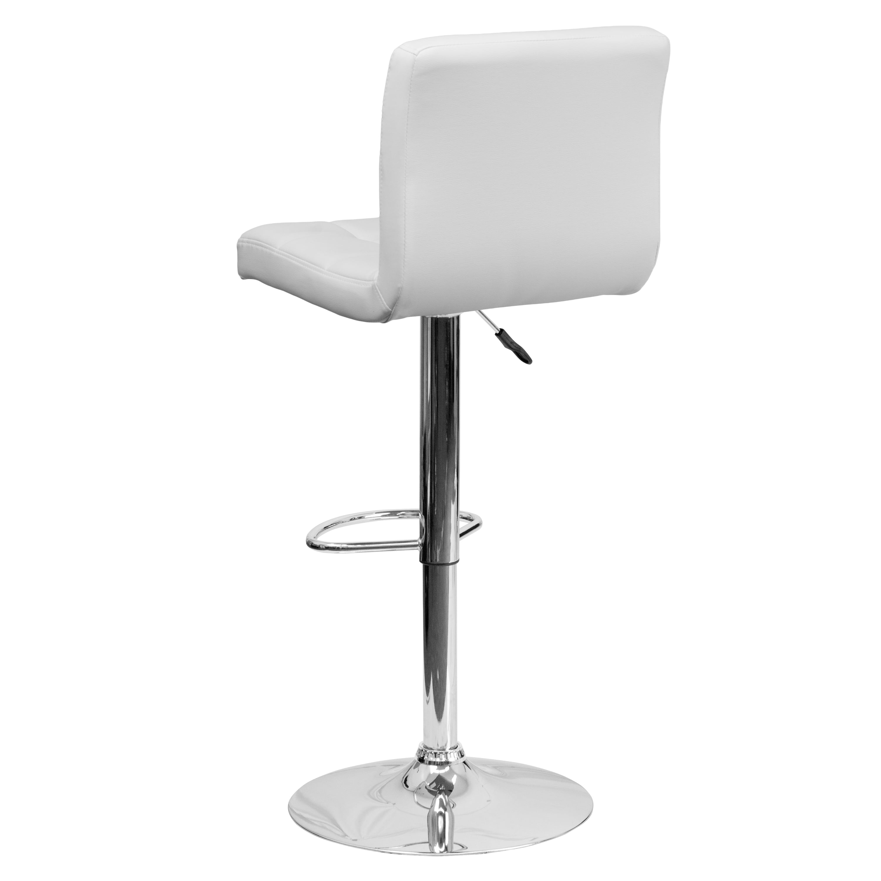 Flash Furniture Kathleen Contemporary White Quilted Vinyl Adjustable Height Barstool with Chrome Base - Image 9