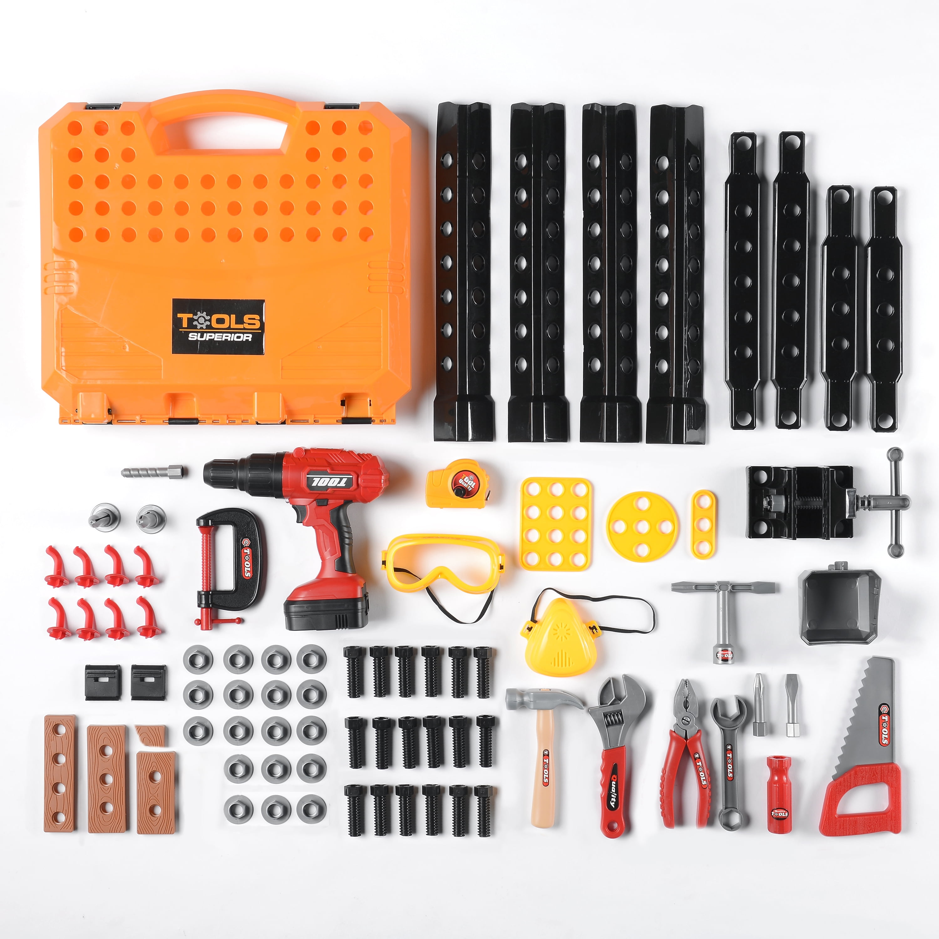 Toy Choi's 82Pcs Kids Tool Set Workshop Construction Play Set Tool WorkBench Set for Kids Toddler Boys Girls, w/ Electric Drill - Image 4