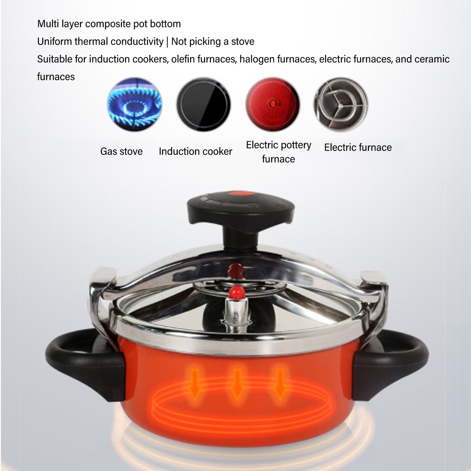 Mini Pressure Cooker, Fast Cooking 2L Stainless Steel Pressure Cooker Explosion for Gas Stoves - Image 10