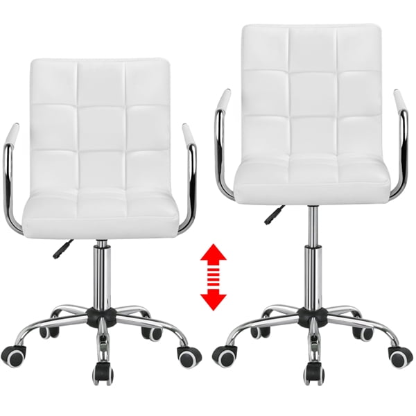 Renwick Desk Chairs Height Adjustable PU Leather Stylish Office Chair, White - Image 6