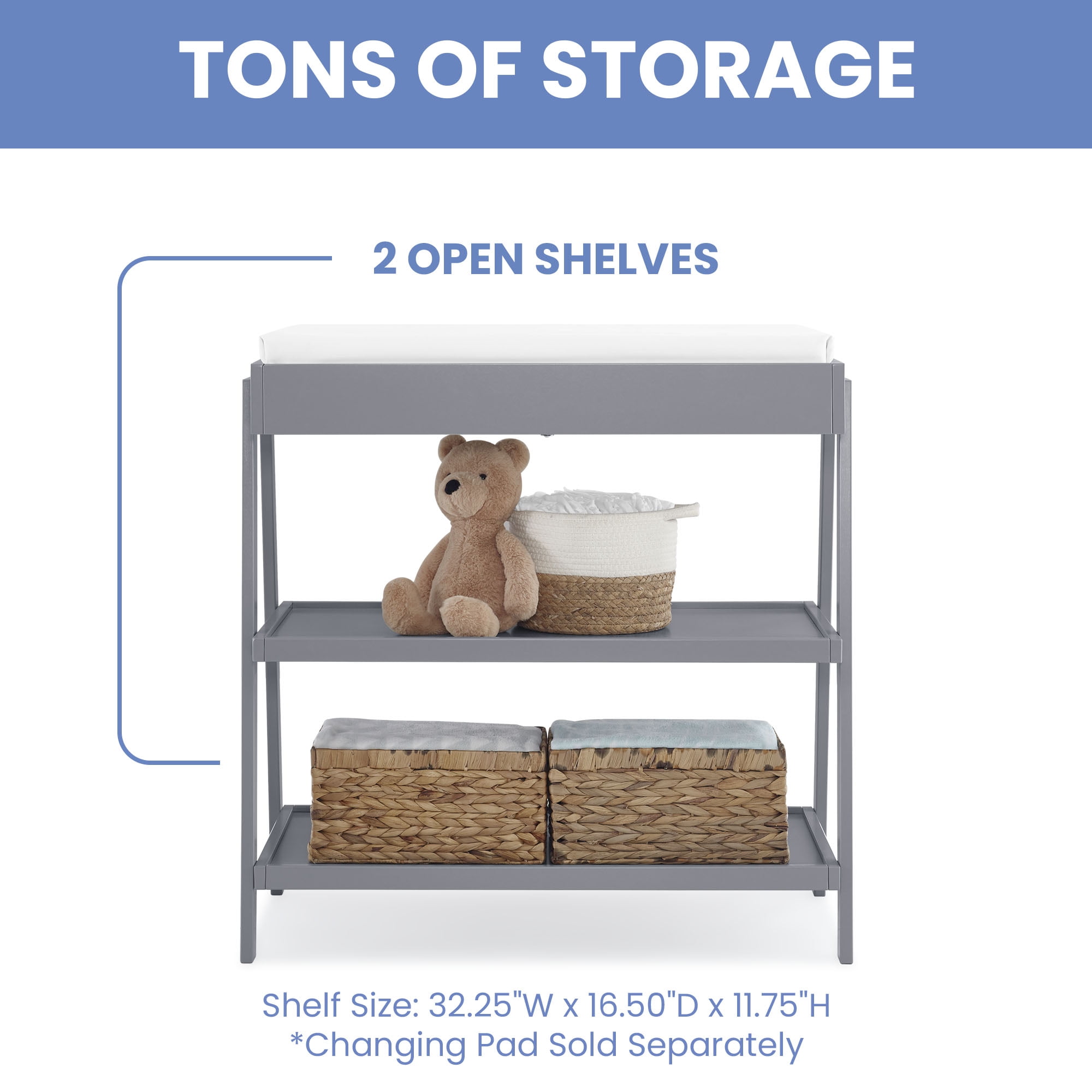 Delta Children Scout Changing Table - Greenguard Gold Certified, Grey - Image 6