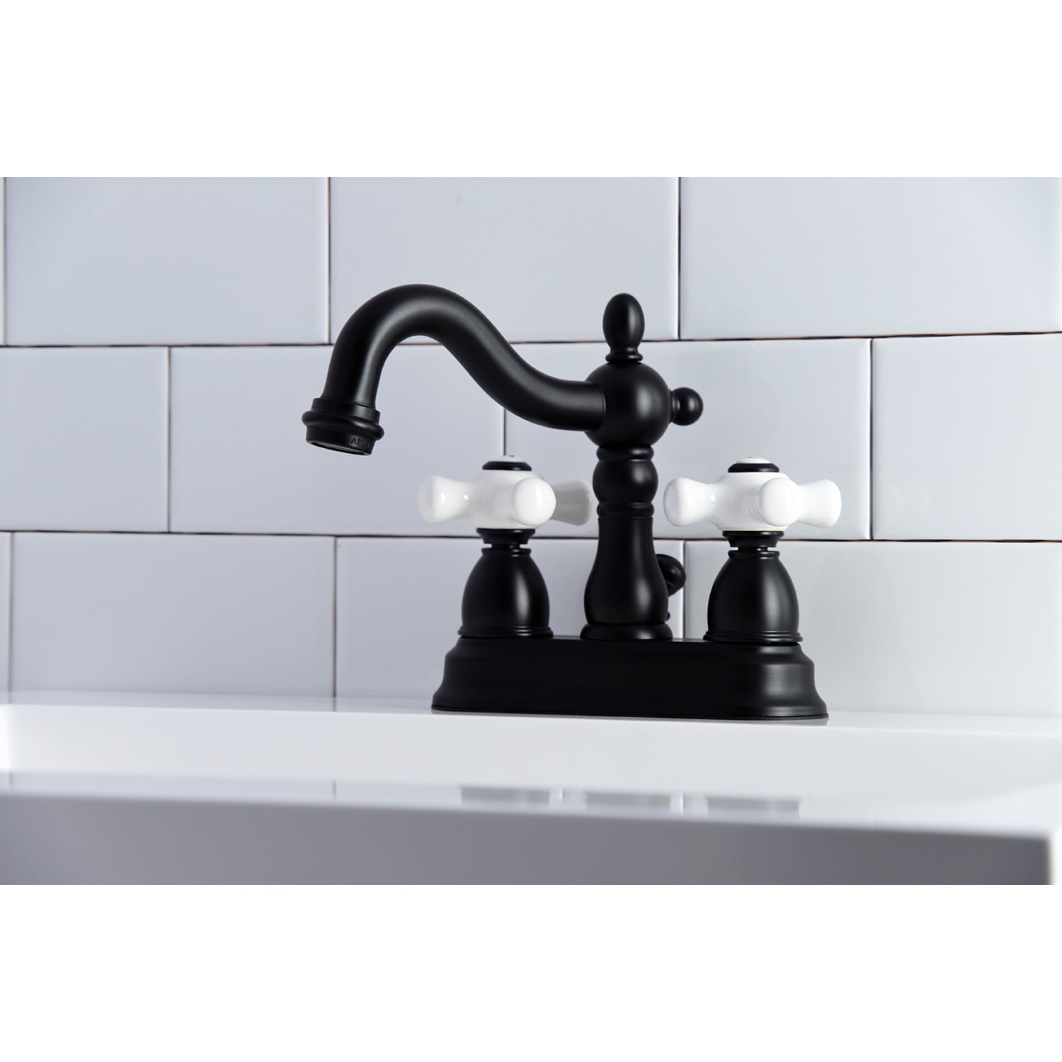 Kingston Brass KB1600PX Heritage 4 in. Centerset Bathroom Faucet, Matte Black - Image 2
