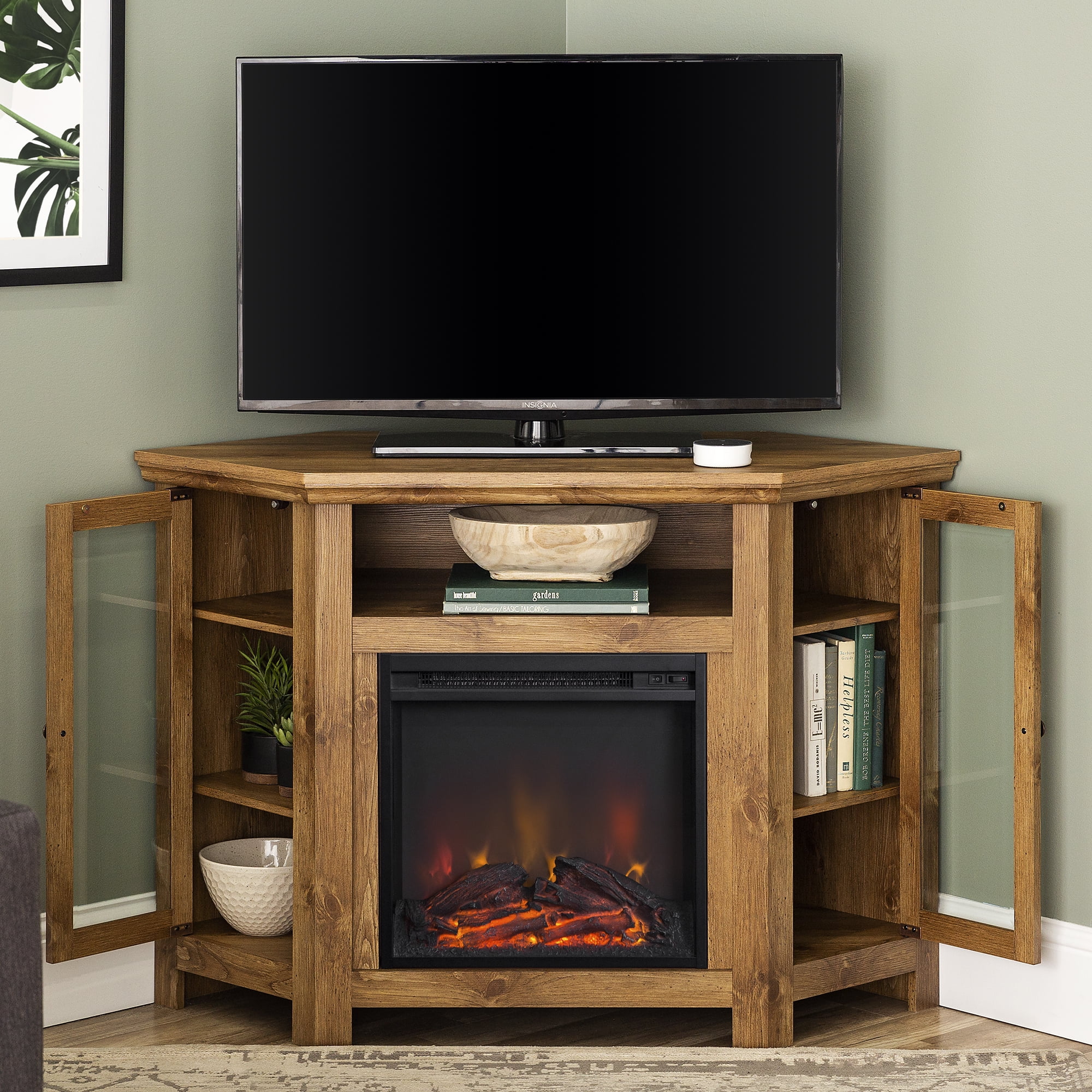 Walker Edison Barnwood Corner Fireplace TV Stand for TVs up to 50" - Image 2