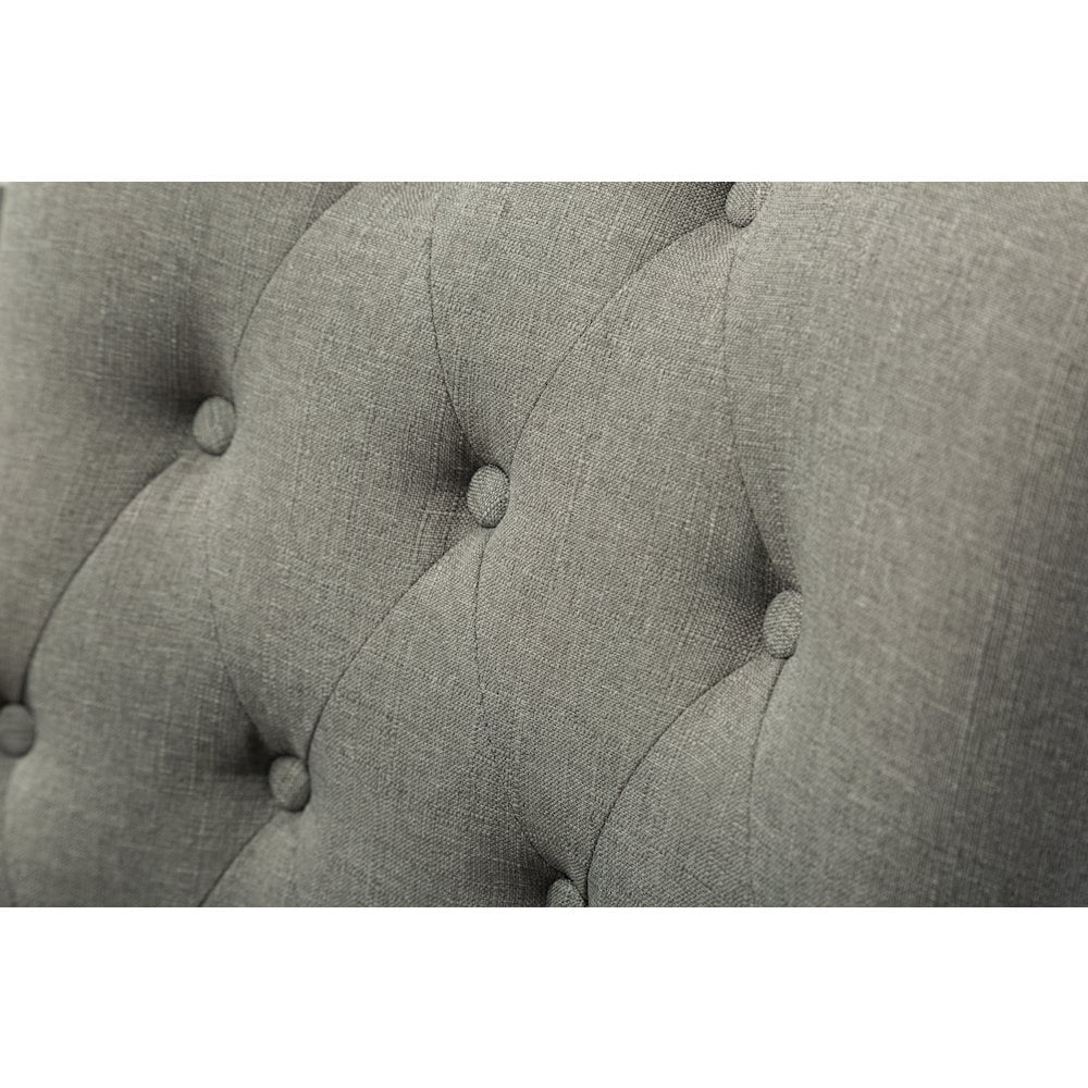 Roundhill Furniture Luna Gray Button Tufted Solid Wood Wingback Chairs with Nail Heads Set of 2 - Image 2