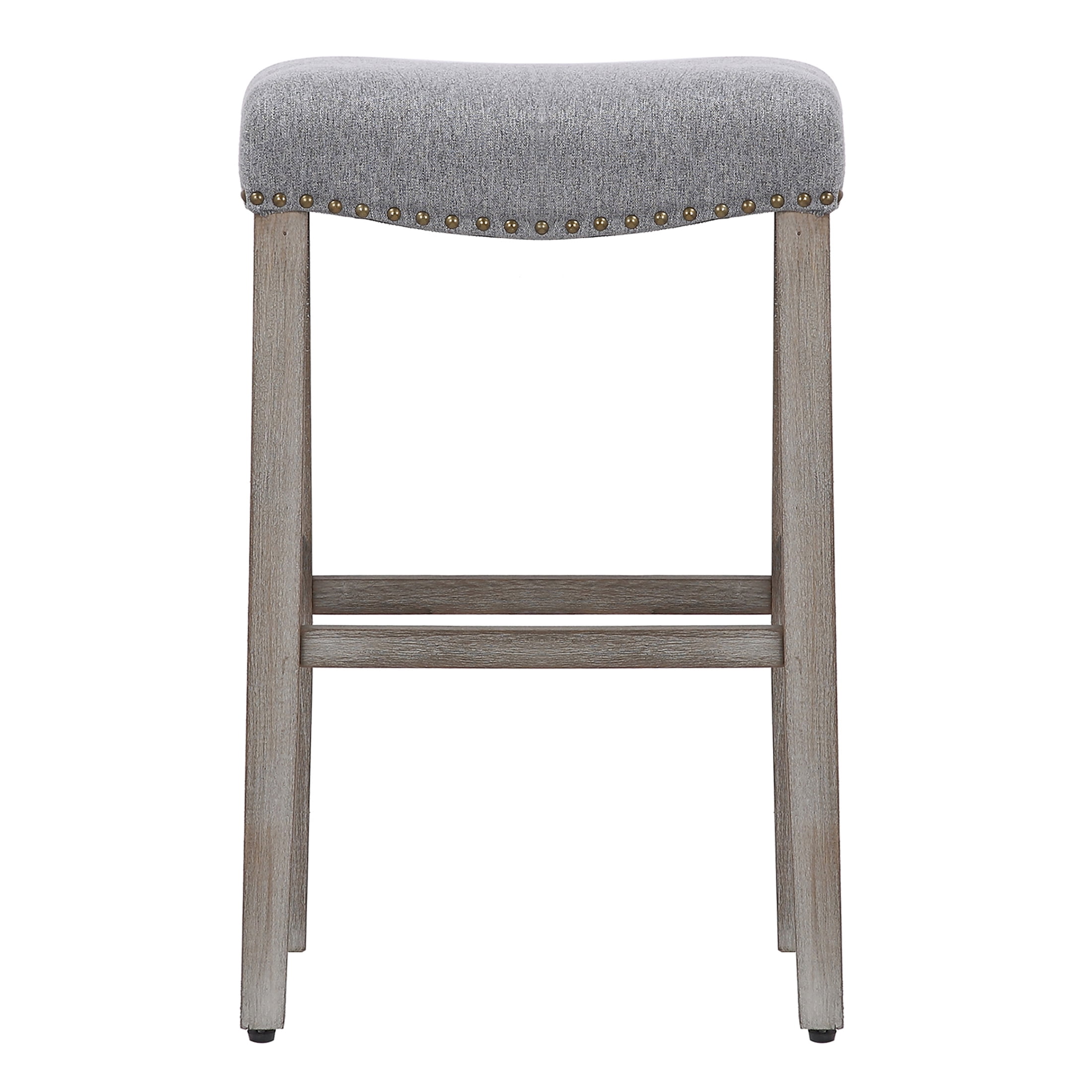 29" Inch Upholstered Backless Saddle Seat Counter Stool, Antique Gray/Gray - Image 3