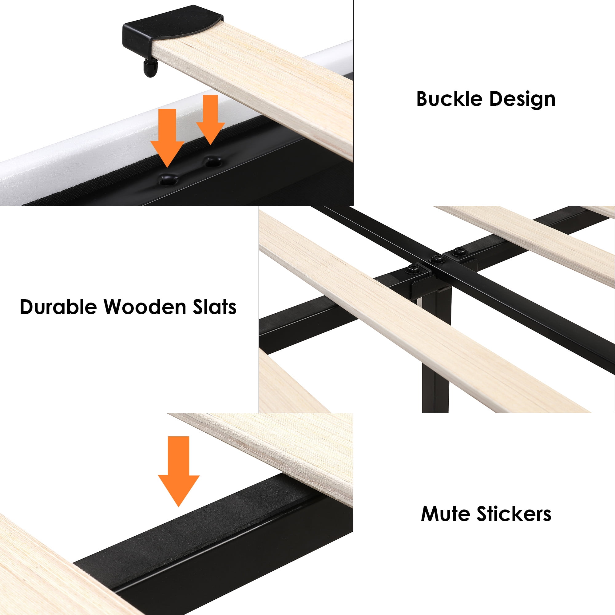 Homfa Queen Size Bed Frame with Tall Tufted Headboard, 54.3” Tall Modern Velvet Upholstered Platform Bed Frame with Deep Button Wingback Headboard, Beige - Image 7