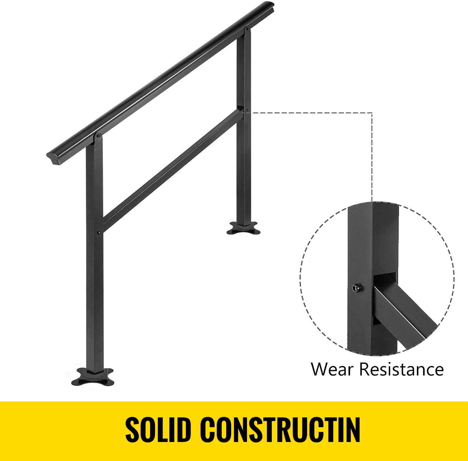 BENTISM Staircase and Railing Handrail, Aluminum Alloy Black, 49.21 x 6.30 x 4.33 Inches, 8.77 lb - Image 3