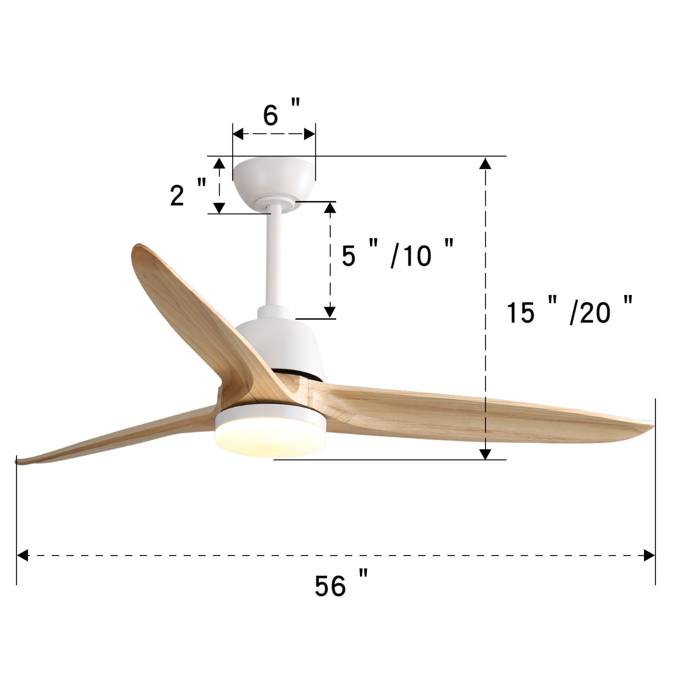 Sofucor 56 Inch Ceiling Fan with Lights Remote Control Dimmable Light Reversible DC Motor Modern Farmhouse Large Ceiling Fan for Kitchen Bedroom Basement Dining Living Room Light Wood - Image 4
