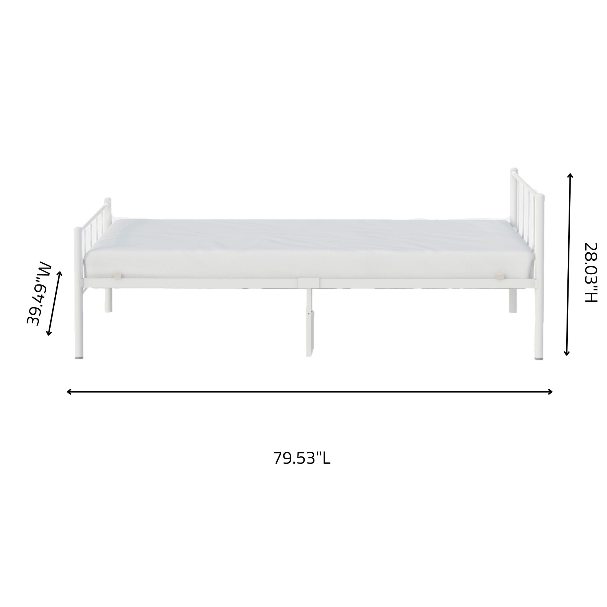 BK Furniture Austin Steel Twin Furniture Bedroom Kid Bed Frame, White - Image 4