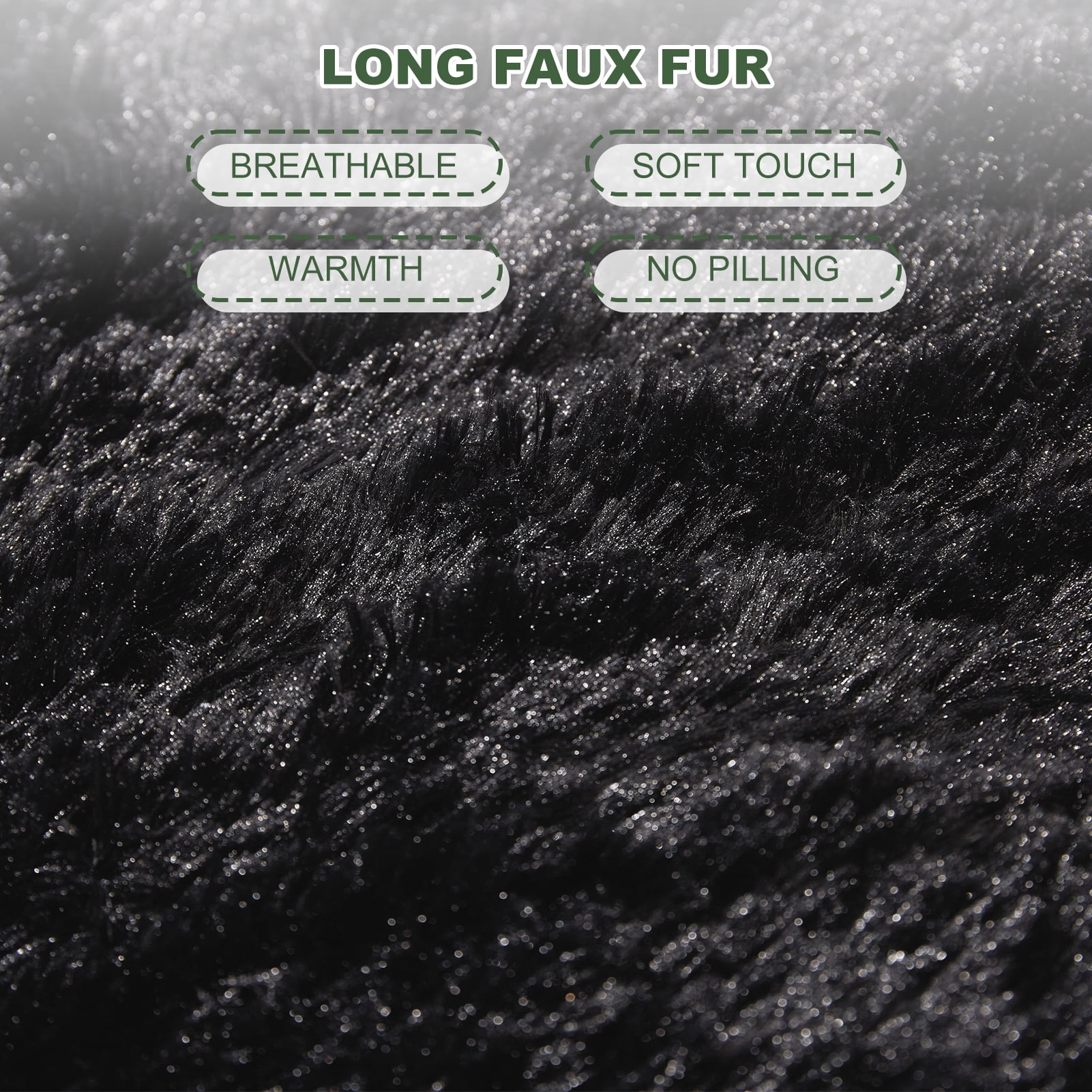 BYBYME Papasan Chair Cushion with Long Faux Fur Cover (Without Chair), 44X44 Inch Supportive Cushion, Fluffy and Furry Papasan Cushion Cover, Black - Image 8