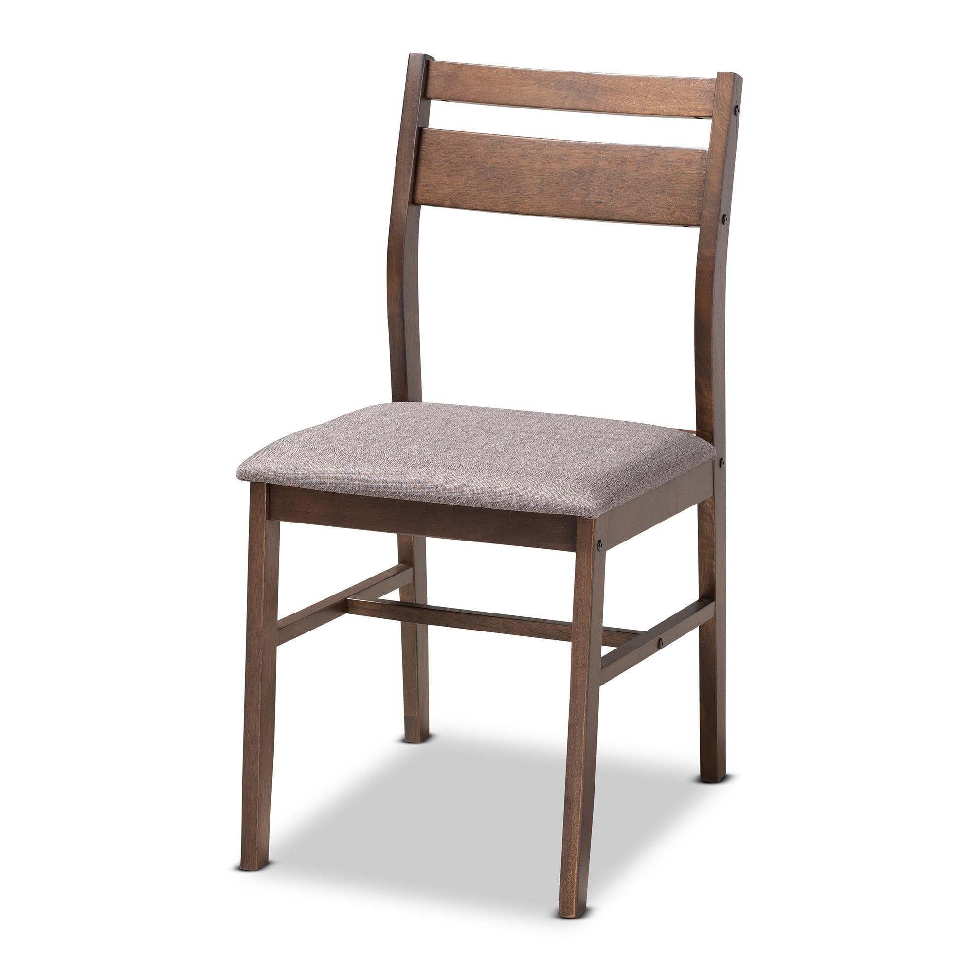 Baxton Studio Lovy Modern and Contemporary Gray Fabric Upholstered Dark Walnut-Finished 5-Piece Wood Dining Set - Image 6