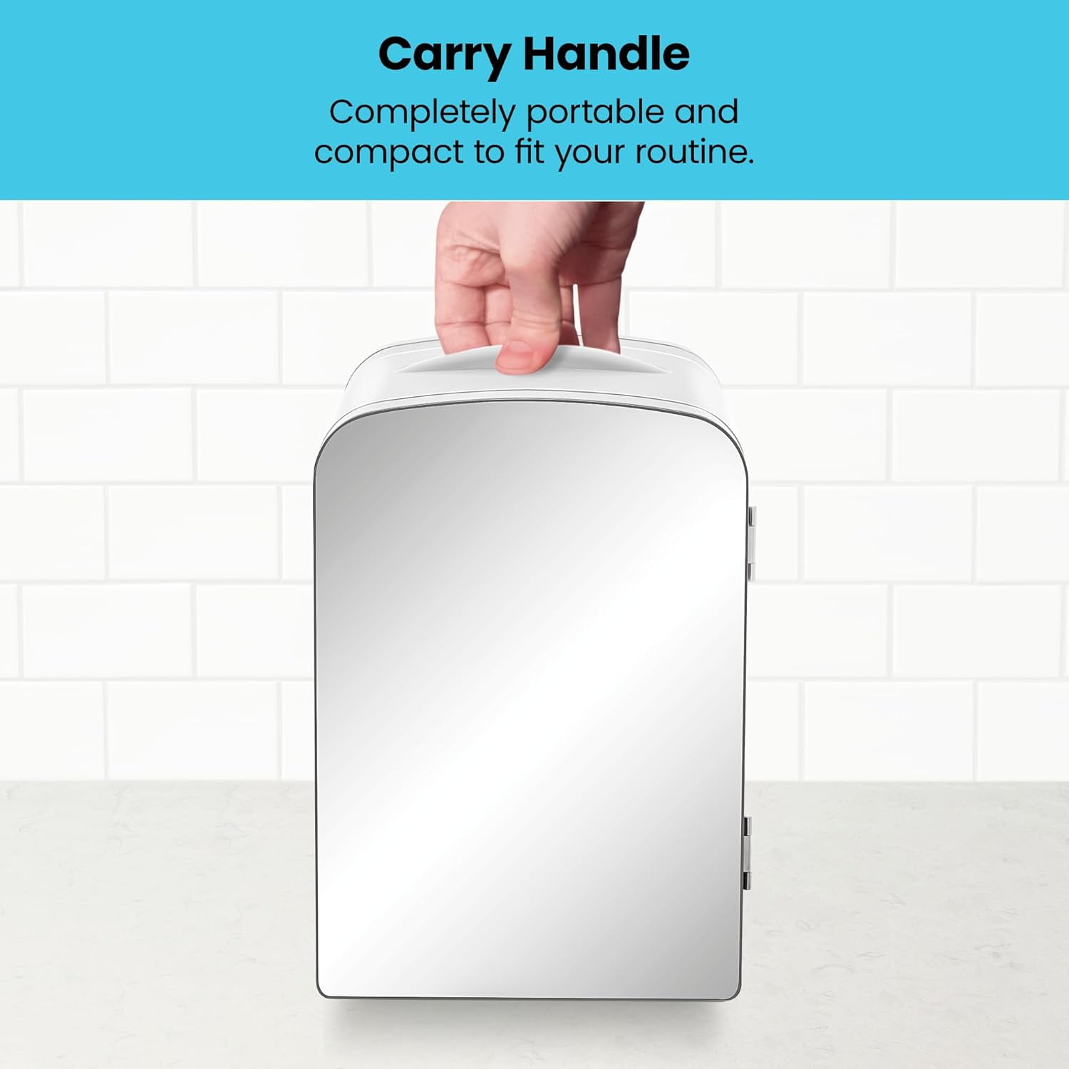 ICEMAN Portable Mirrored 4L Mini Fridge w/ Heating and Cooling - White - Image 2