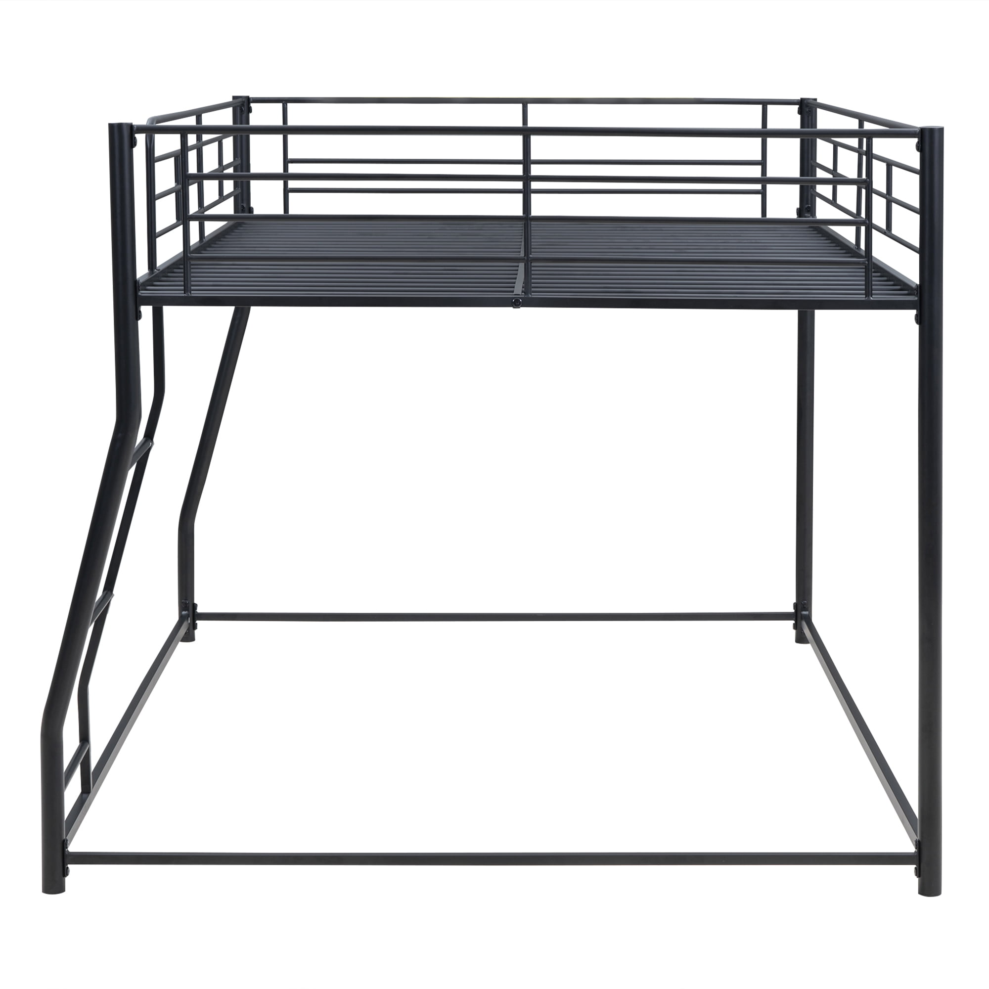 Euroco Metal Full XL over Queen Bunk Bed, Floor Bed with Ladder, Black - Image 5