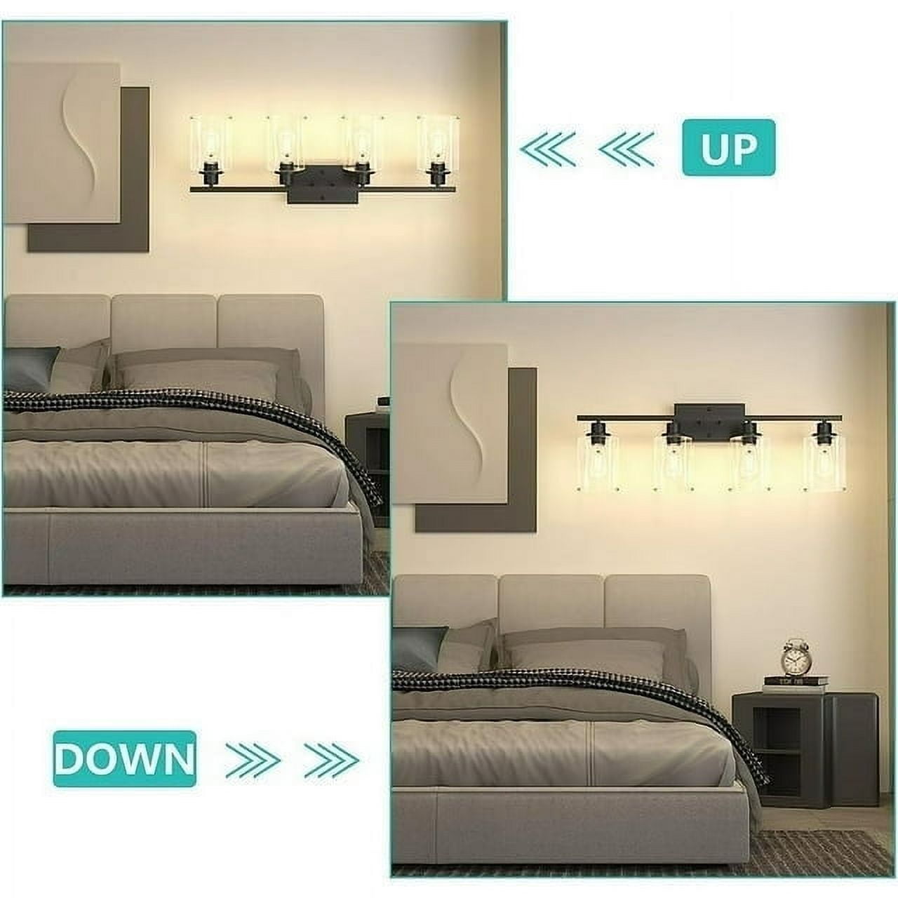 Pynsseu 4-Light LED Vanity Light with Clear Glass Shades Decor for Lighting - Image 4