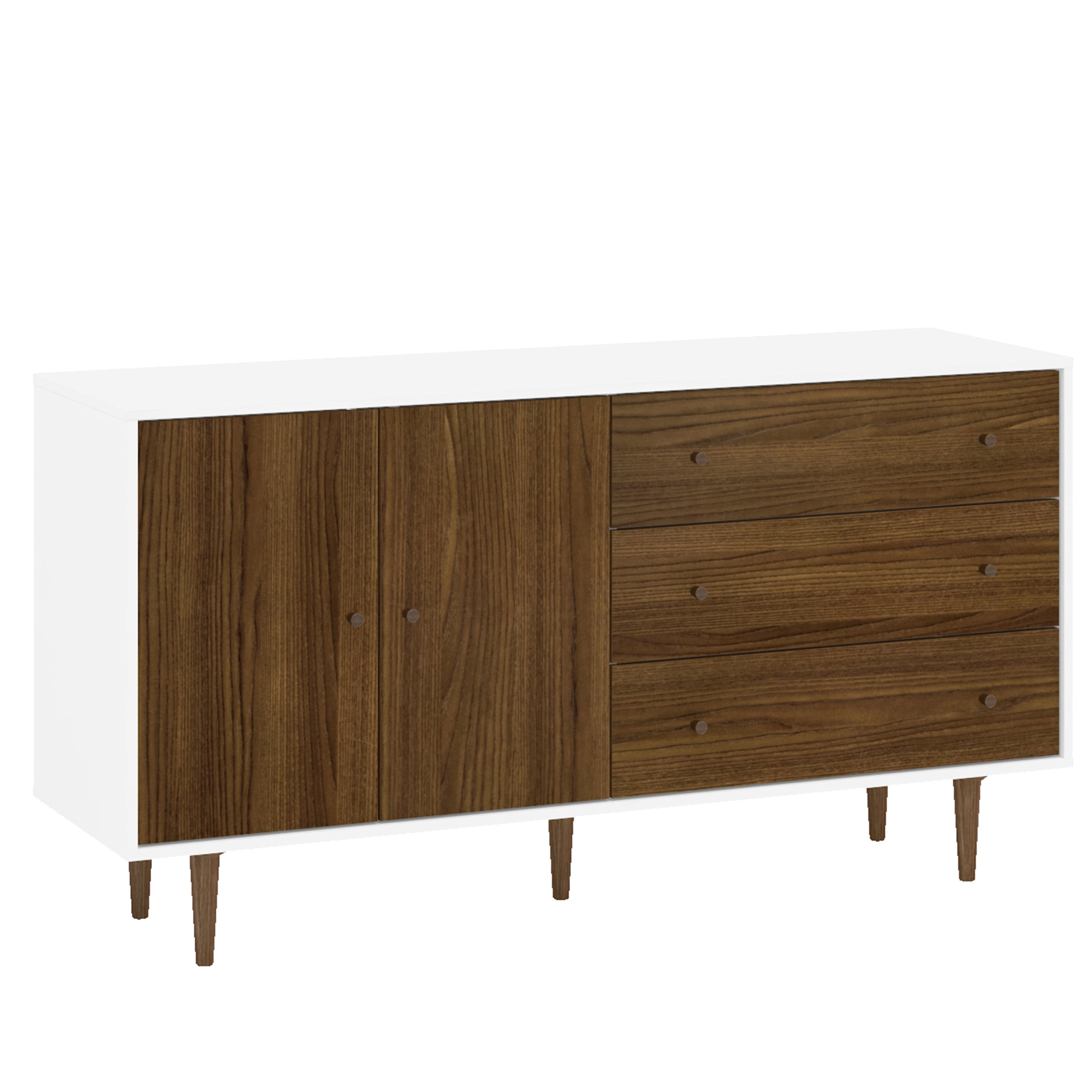 Polifurniture Pasadena Modern Sideboard with 2 Doors and 3 Drawers, White & Walnut - Image 17