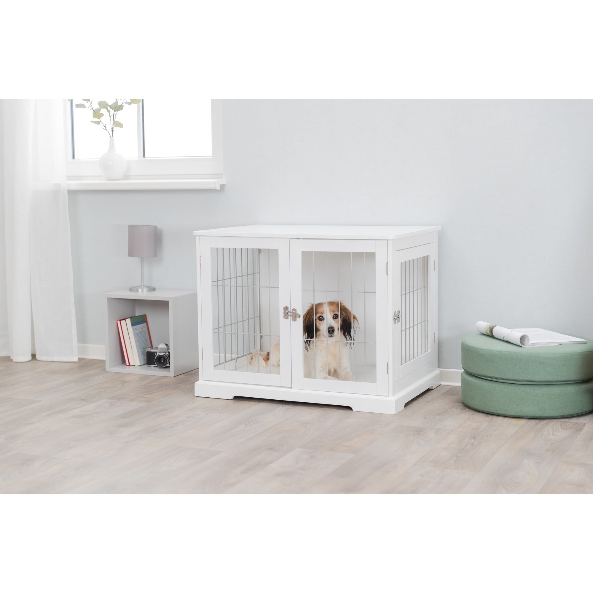 TRIXIE 29.5" Dog Crate, Indoor Crate Table for Dogs Up to 25 lb, Small Dog Kennel, White - Image 2