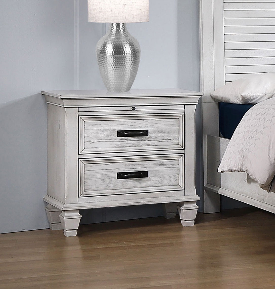 Franco 2-drawer Nightstand Distressed White - Image 3