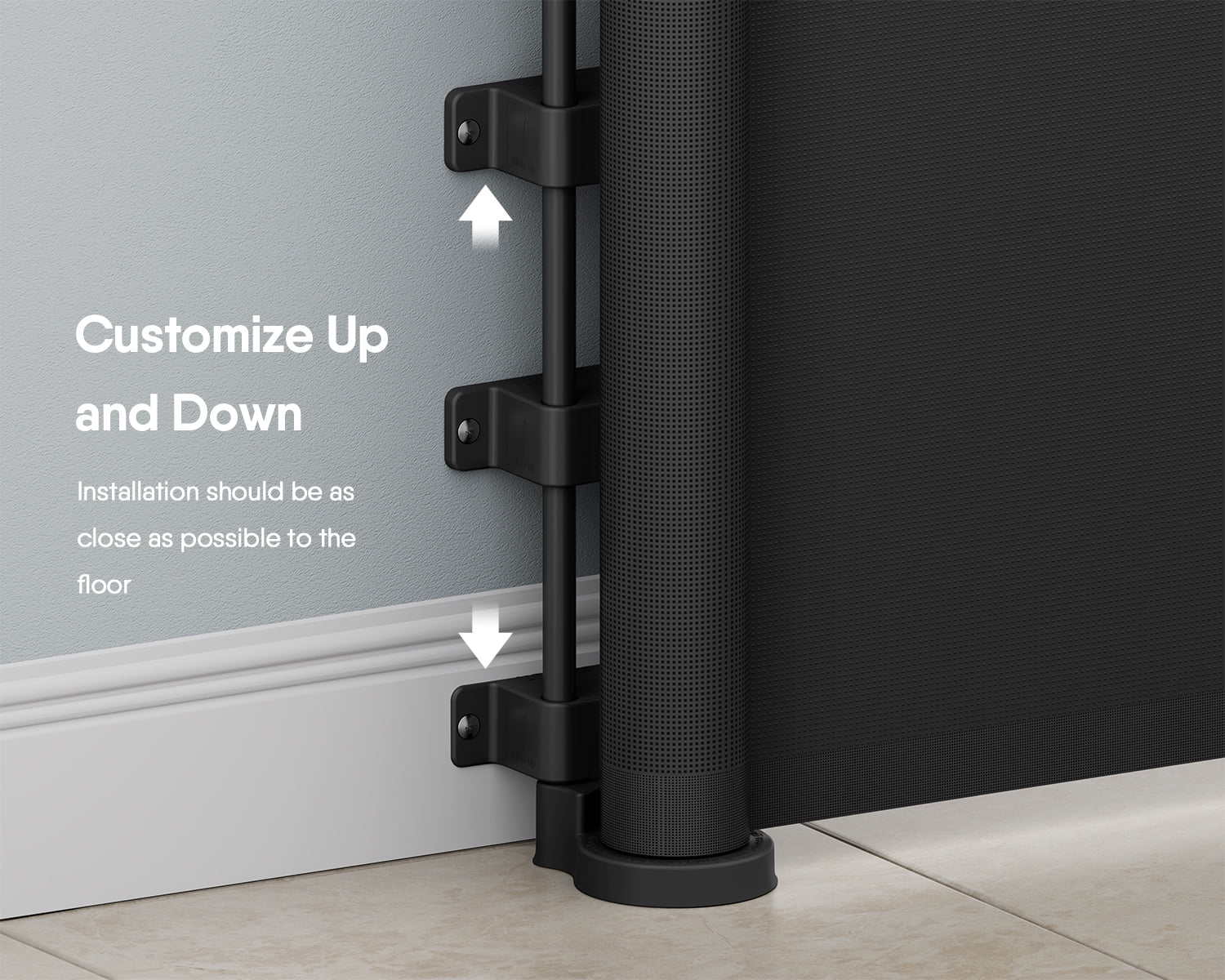 Babyomi Extra Wide Retractable Baby Gate, 118" Wide, Black - Image 4