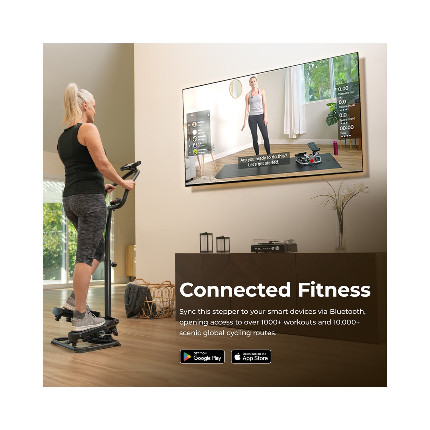 Sunny Health & Fitness Stair Stepper Machine + Handlebar w Free SunnyFit® App Membership – SF-S020027SMART - Image 3