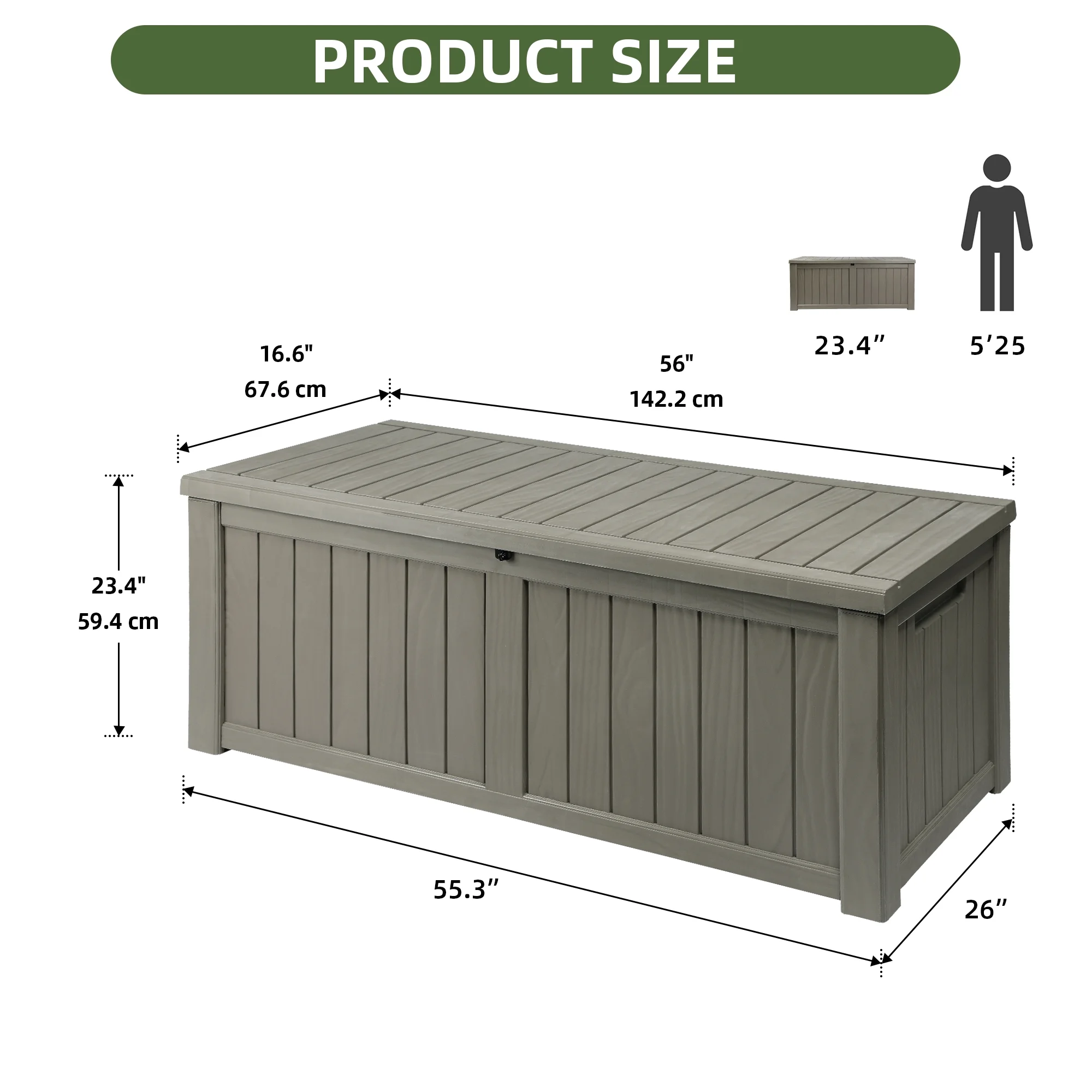 120-Gallon Light Brown Outdoor Storage Box - Weather-Resistant Resin Bin for Toys, Tools, and Blankets with Extra Seating and Easy-Move Handles - Image 4