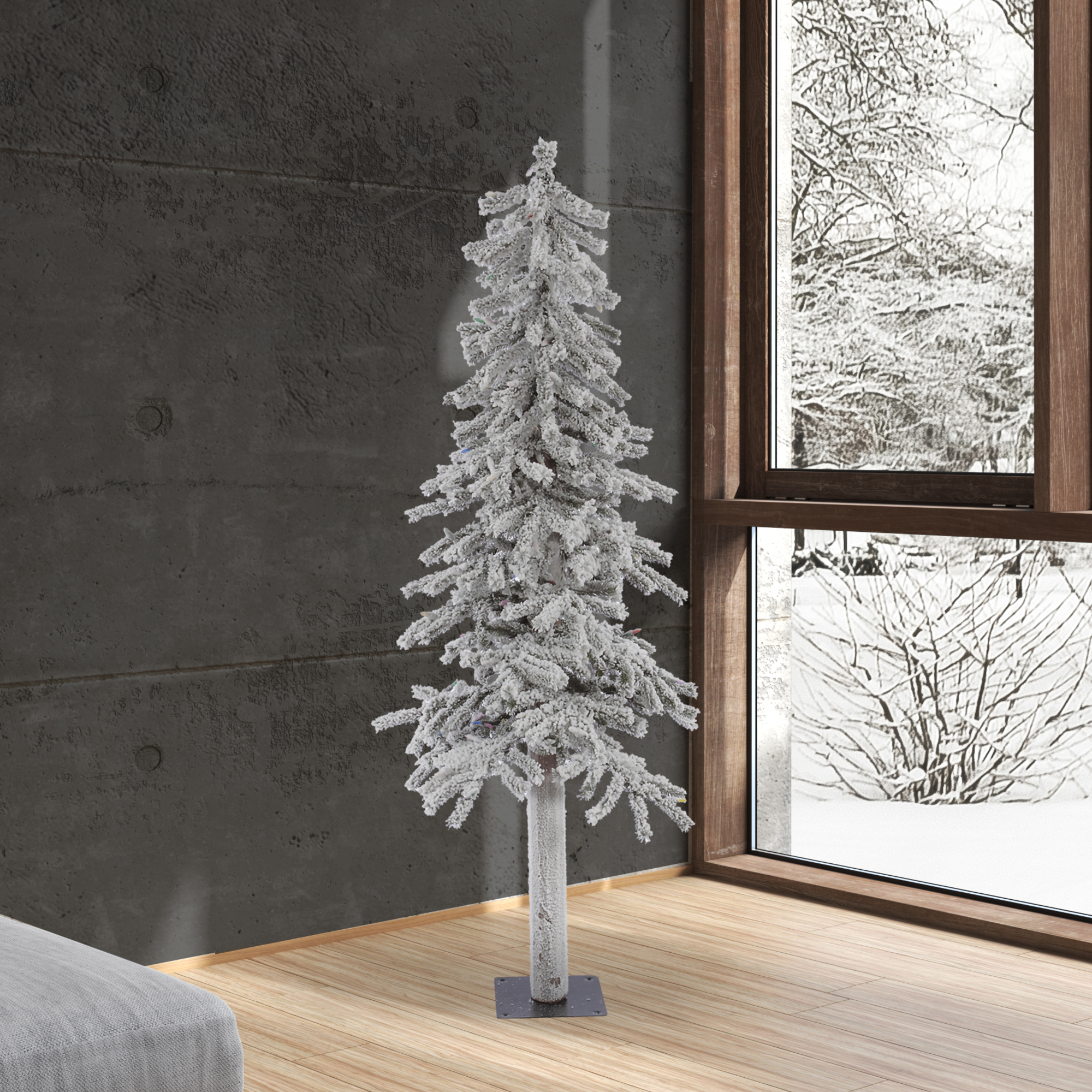 Vickerman 5' x 28" Flocked Alpine Artificial Christmas Tree, Unlit - Image 3