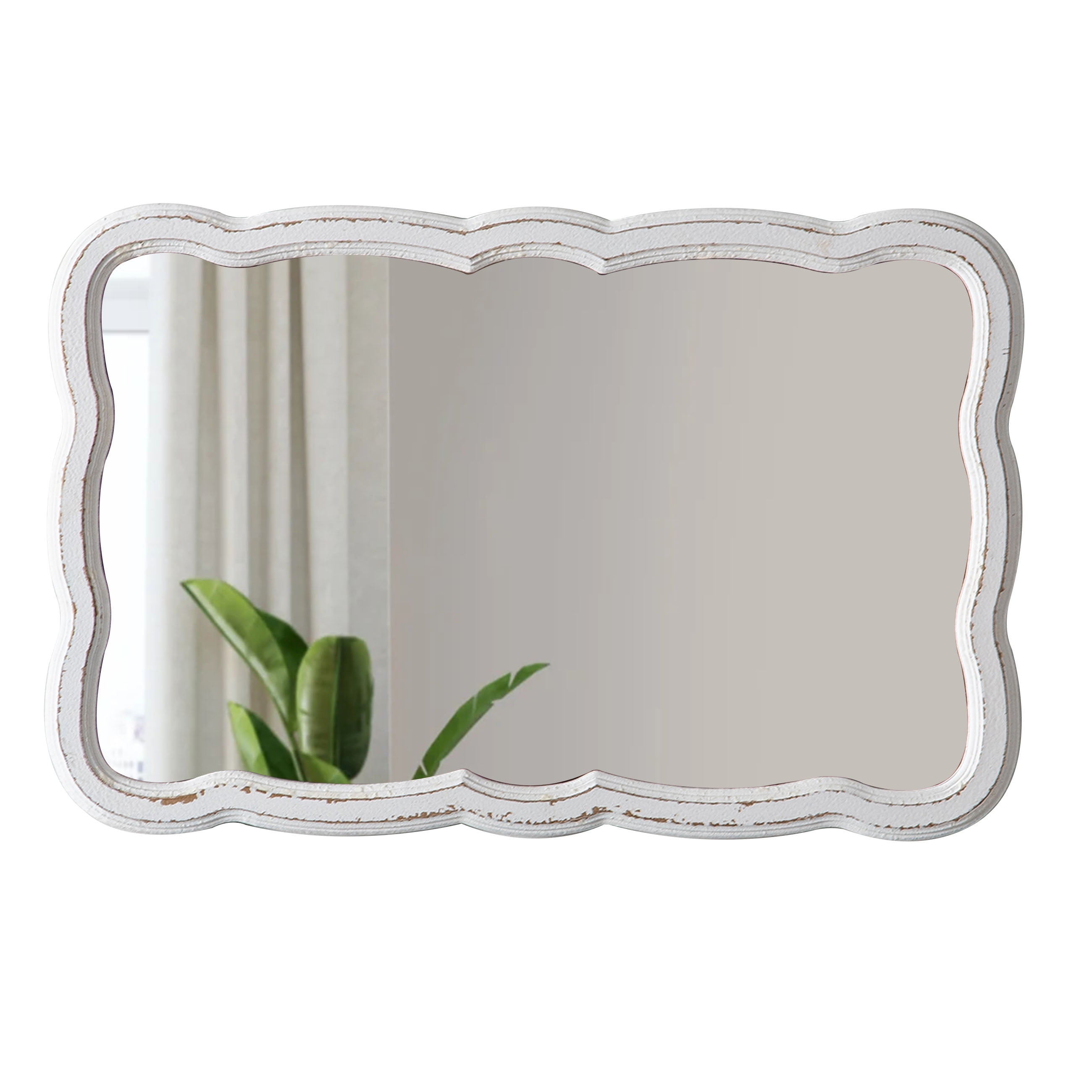 Sintosin Wooden Oblong Rectangular Mirror 16 x 24 inch, White Farmhouse Wall Decor for Bathroom & Home - Image 8