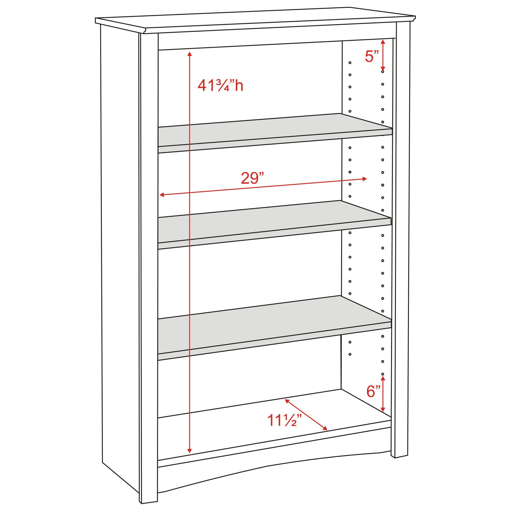Prepac Home Office 4-Shelf Standard Bookcase with Laminate Finish, White - Image 3