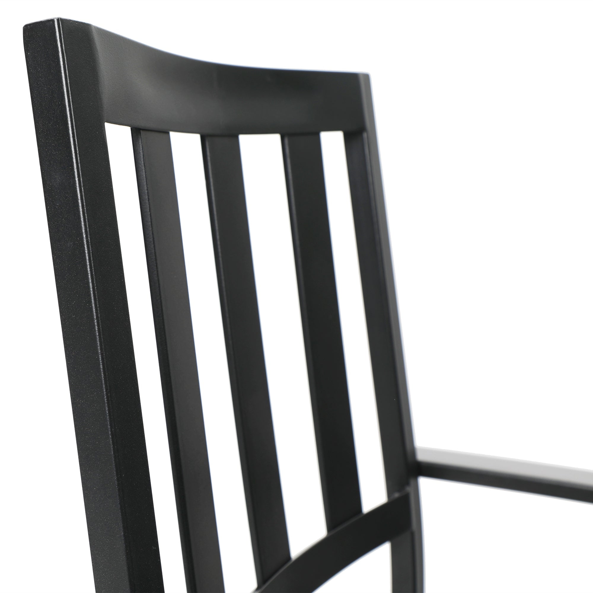 MF Studio 5-Piece Outdoor Patio Dining Set with Stacking Chairs & Faux Wood Table for 4-Person, Metal Steel, Black - Image 12