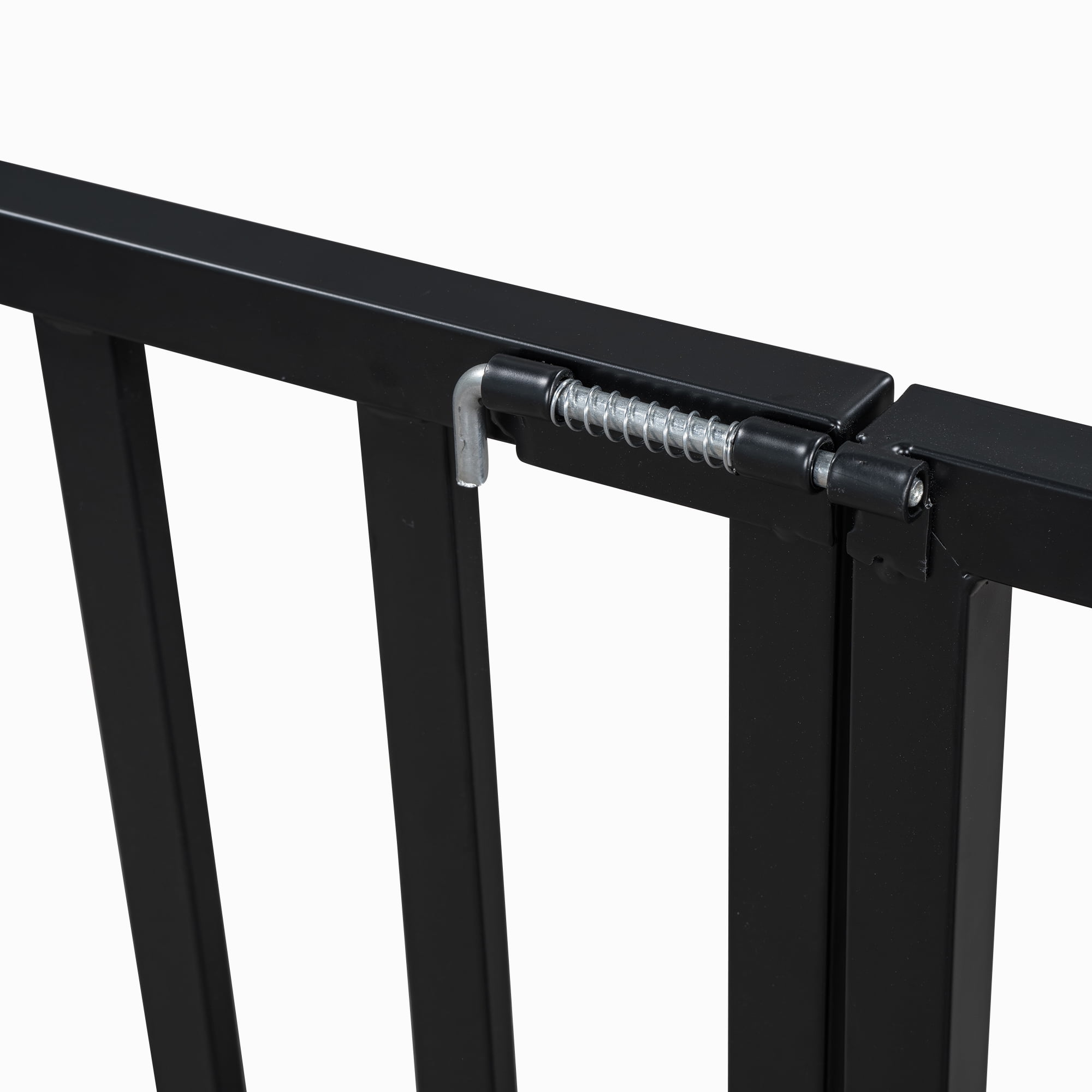 Euroco Metal Twin Size House Bed Frame, Low Profile Canopy Bed with Fence and Door for Kids, Black - Image 9