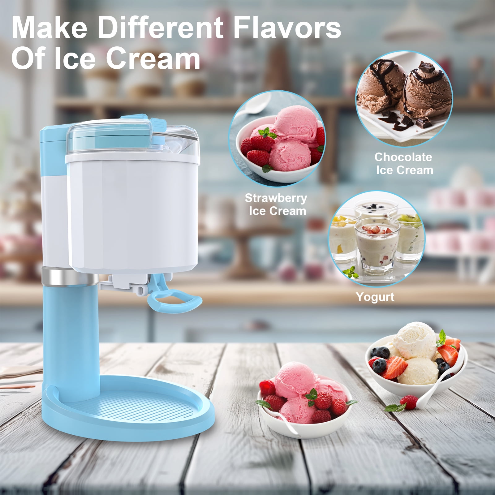 VAVSEA Ice Cream Maker, Frozen Yogurt Machine, for Homemade Gelato, Sorbet, Electric Soft Serve Maker, Christmas Gift, Blue - Image 5