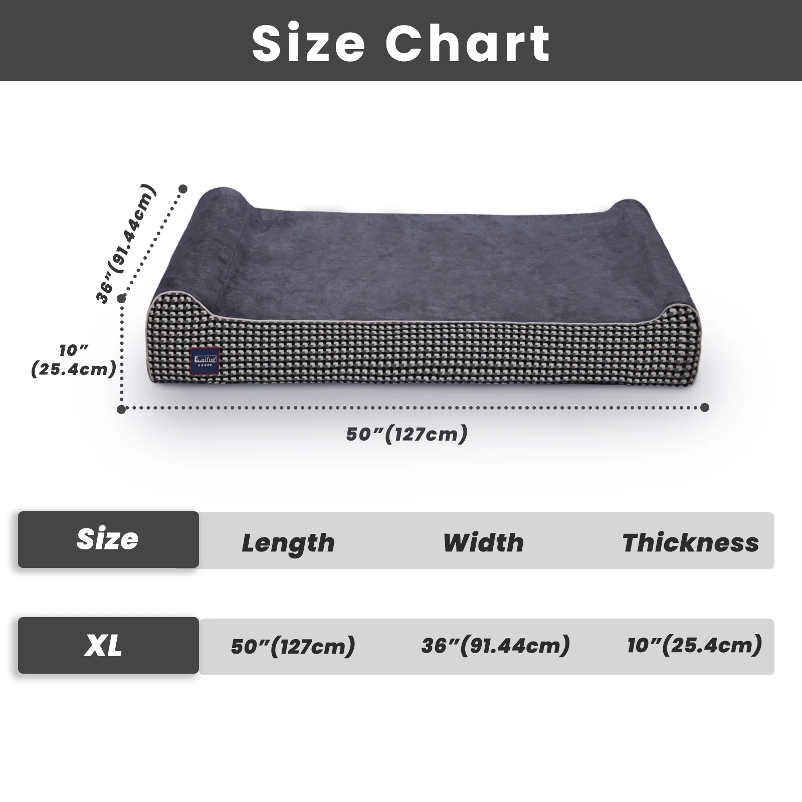 Laifug Extra Large Dog Bed with Orthopedic Memory Foam, Dog Pillow, Waterproof Liner & Washable Cover (Blackï¼ÂXL) - Image 3