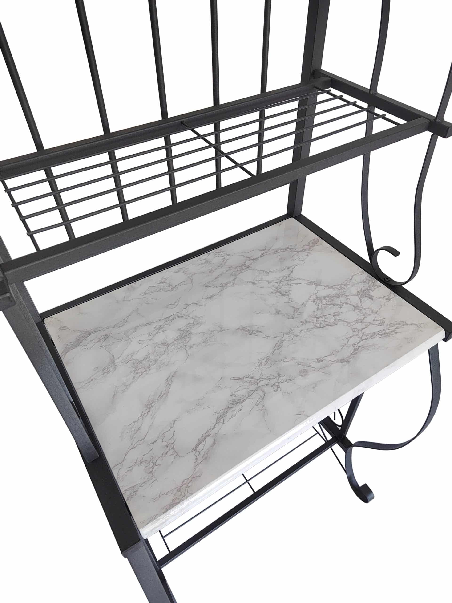 Boraam Valencia Rustic Baker's Rack with Faux Marble Shelf - Image 4