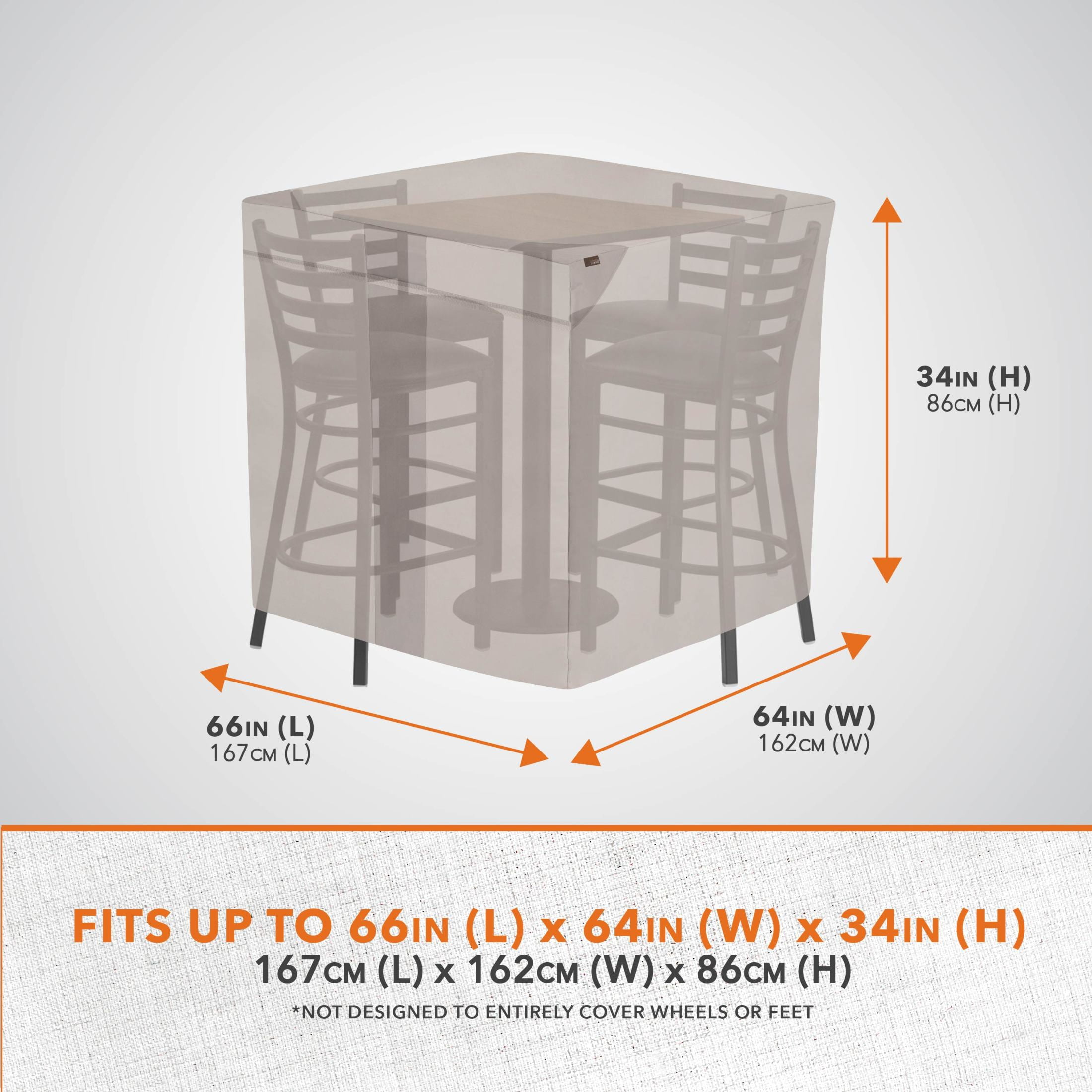Modern Leisure Monterey Outdoor Patio Bar Table & Chair Set Cover, 66"L x 64"W x 34"H, Beige - Image 4