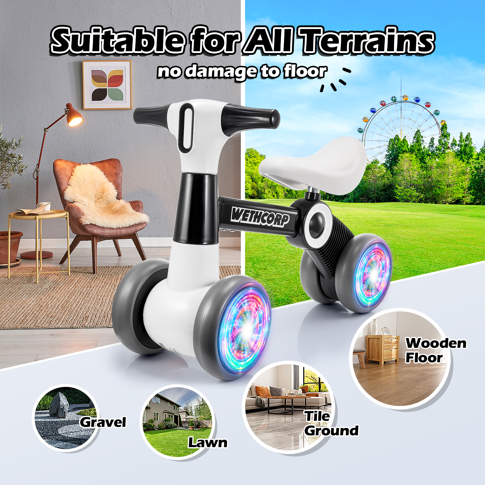 Baby Balance Bikes Toys for 1 2 Year Old, Lighting Balance Bikes 12-36 Month Toddlers, Riding Toys for Toddlers Gifts for 1 2 3 Year Old Boys Girls - Image 3