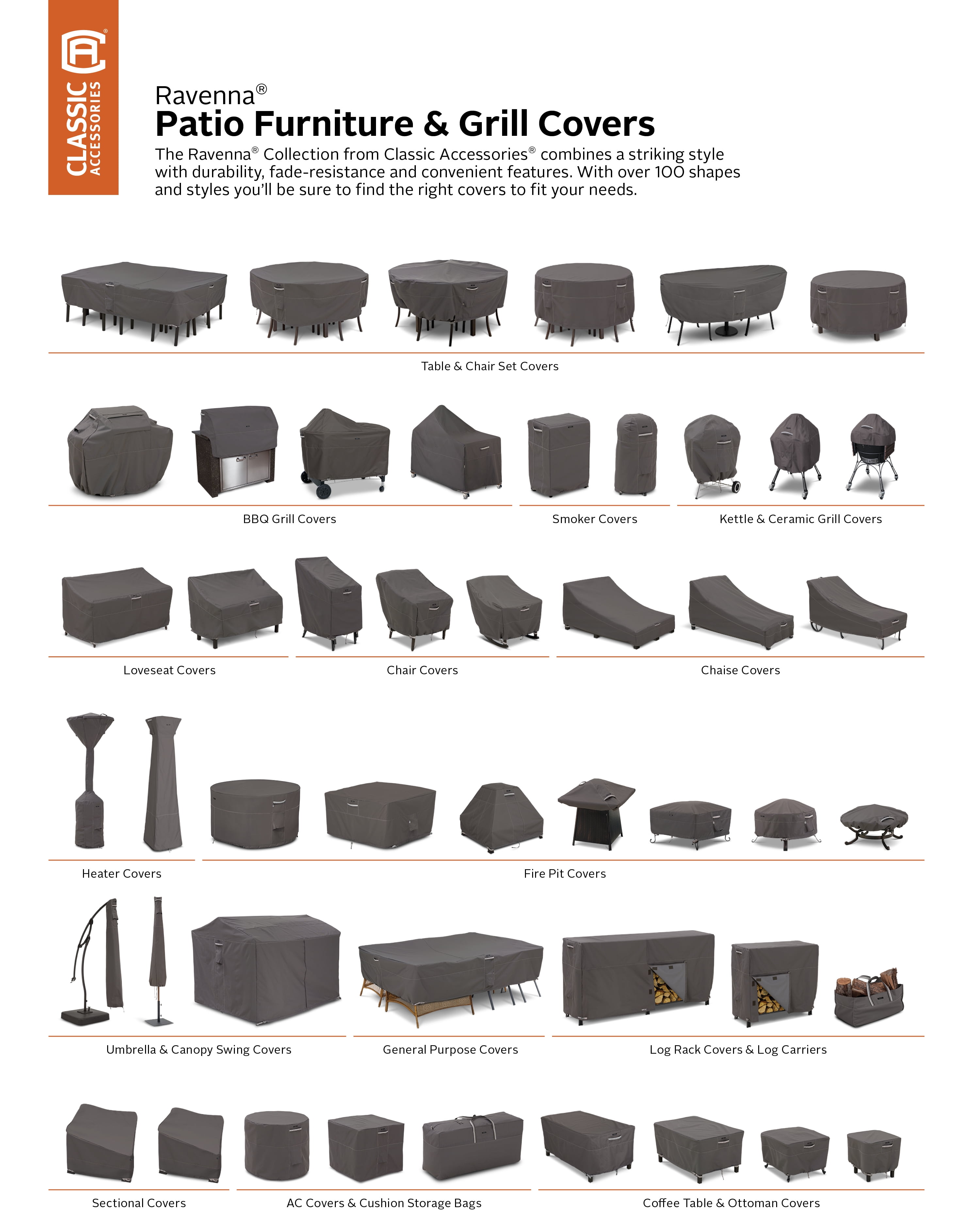 Classic Accessories Ravenna® Round Patio Table & Chair Set Cover - Premium Outdoor Furniture Cover with Water Resistant Fabric, Medium (55-157-035101-EC) - Image 12