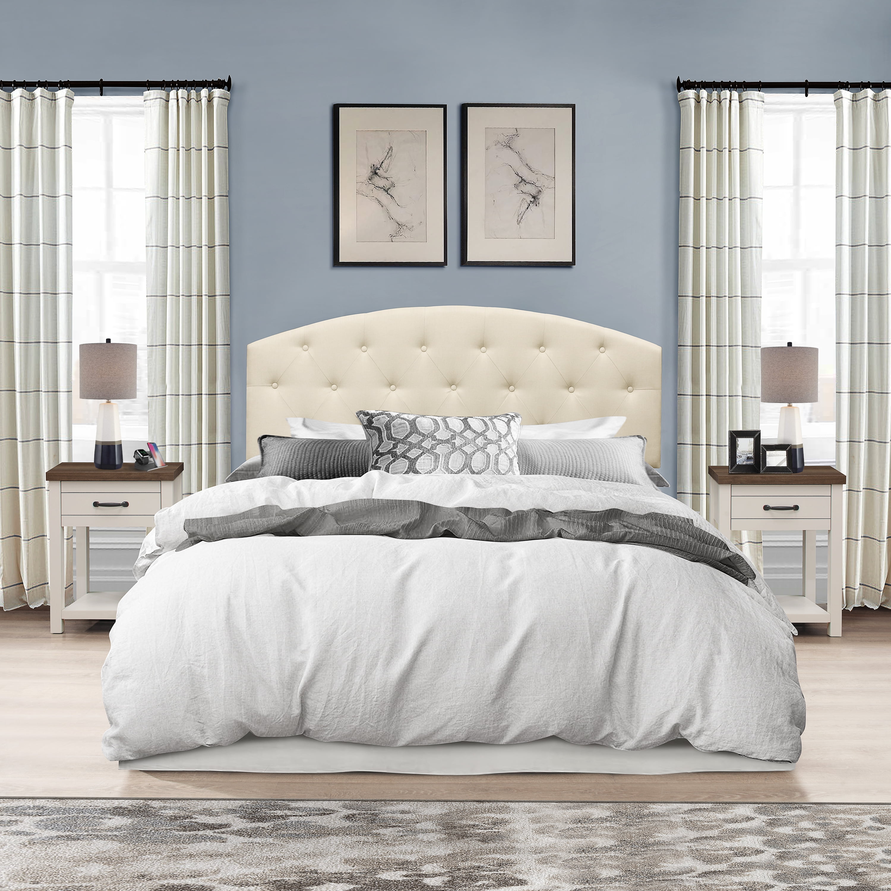 Hillsdale Lancaster Farmhouse Oak Top 1 Drawer Nightstand, Set of 2, Ivory - Image 9