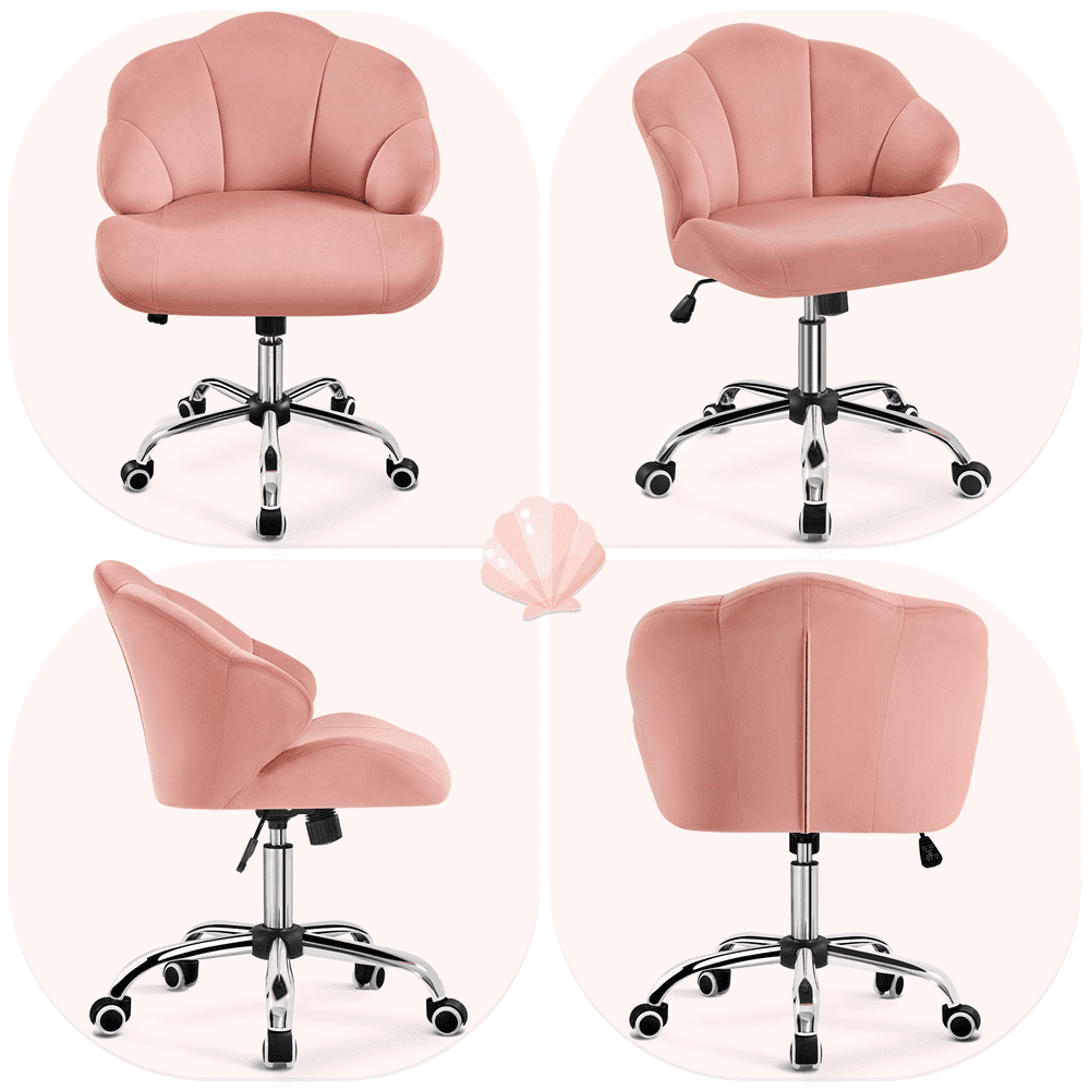 Alden Design Modern Adjustable Desk Chair with Rolling Wheels for Home Office, Pink - Image 6