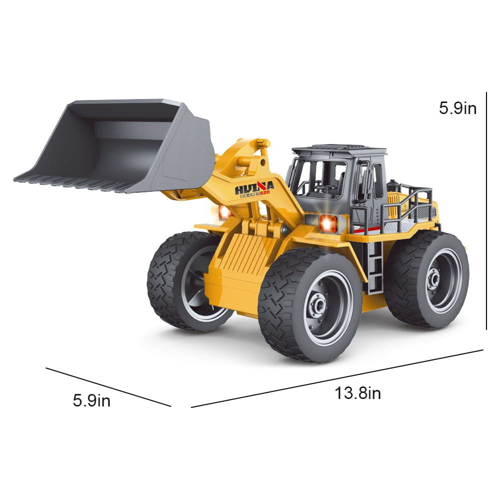 Fisca 1/18 Metal Shovel Remote Control Tractors Toys for Kids, 4WD Kids RC Loaders Construction Vehicles with Lights - Image 6