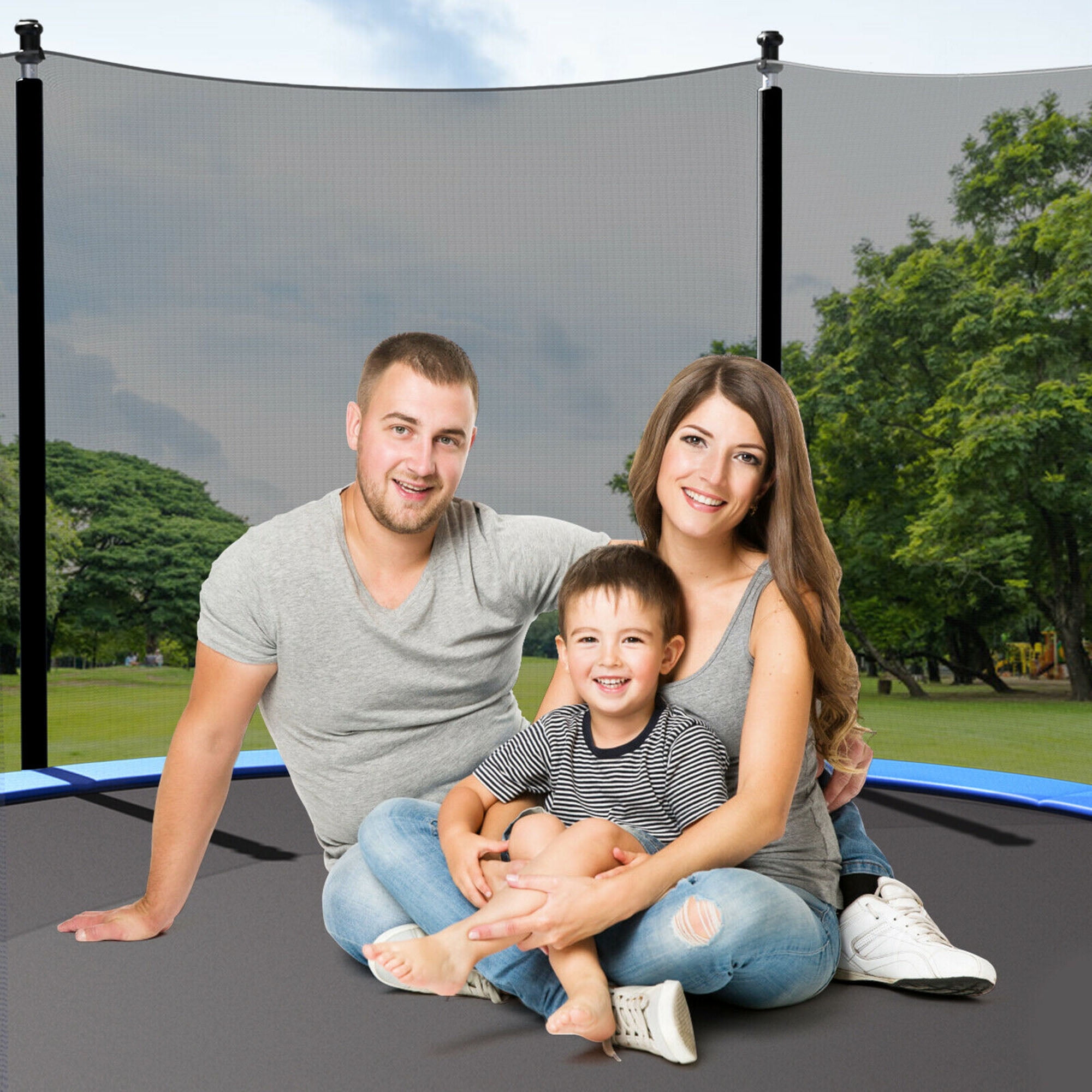 Gymax 16FT Replacement Trampoline Safety Enclosure Net w/ Zipper & Buckle for 6 Poles - Image 5