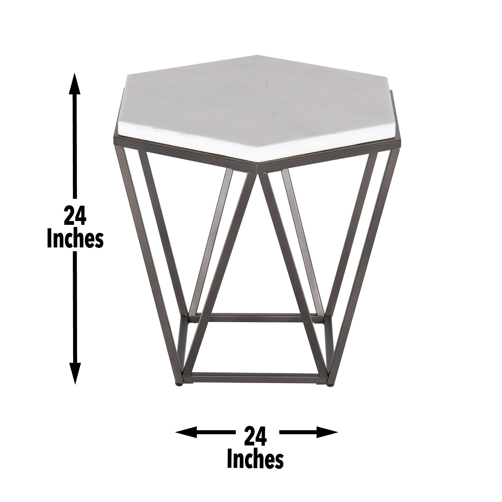 Steve Silver Corvus Genuine White Marble Top End Table - Image 4