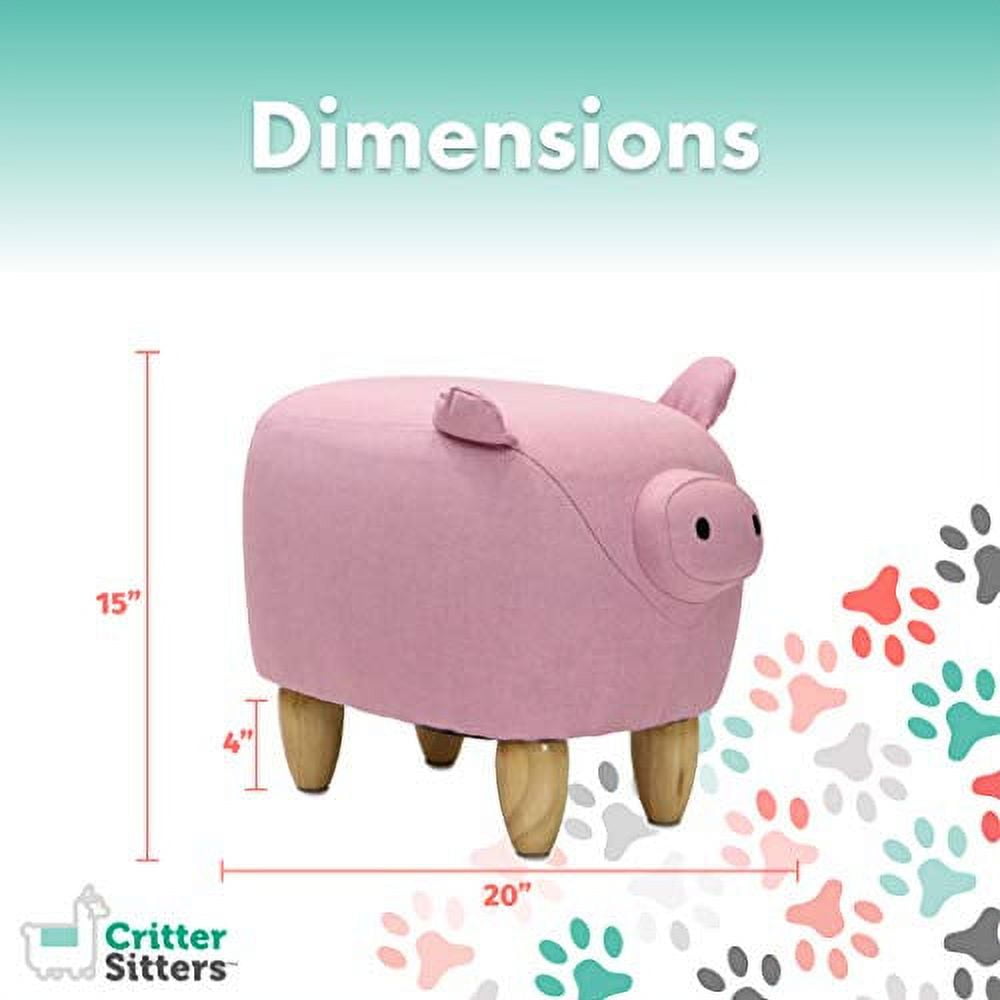 Critter Sitters 15-In. Seat Height Pink Pig Animal Shape Ottoman - Furniture for Nursery, Bedroom, Playroom, and Living Room Decor - Image 2