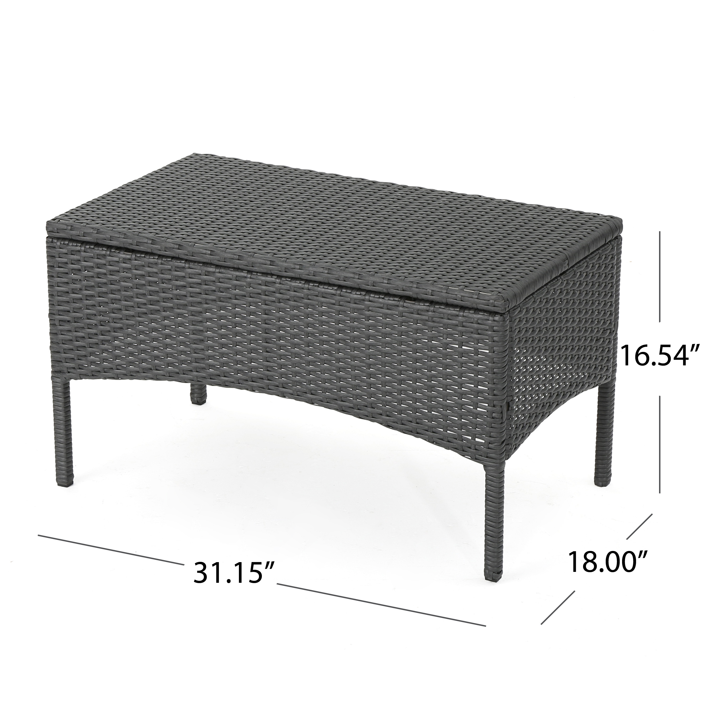 Zanoah Outdoor 4 Piece Wicker Chat Set with Water Resistant Cushions, Grey, Silver - Image 8