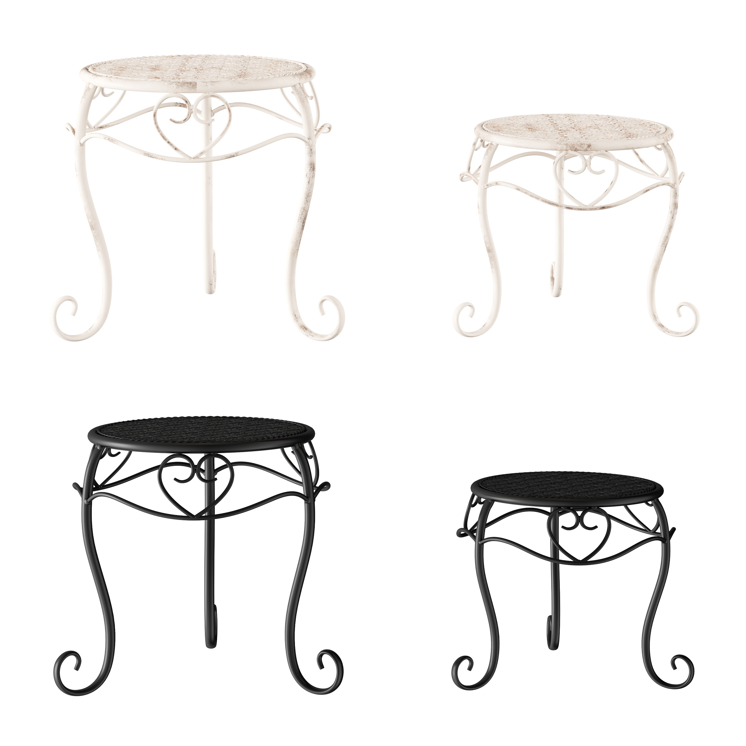 Plant Stands ' Set of 2 Indoor or Outdoor Nesting Wrought Iron Inspired Metal Round Decor - Image 3
