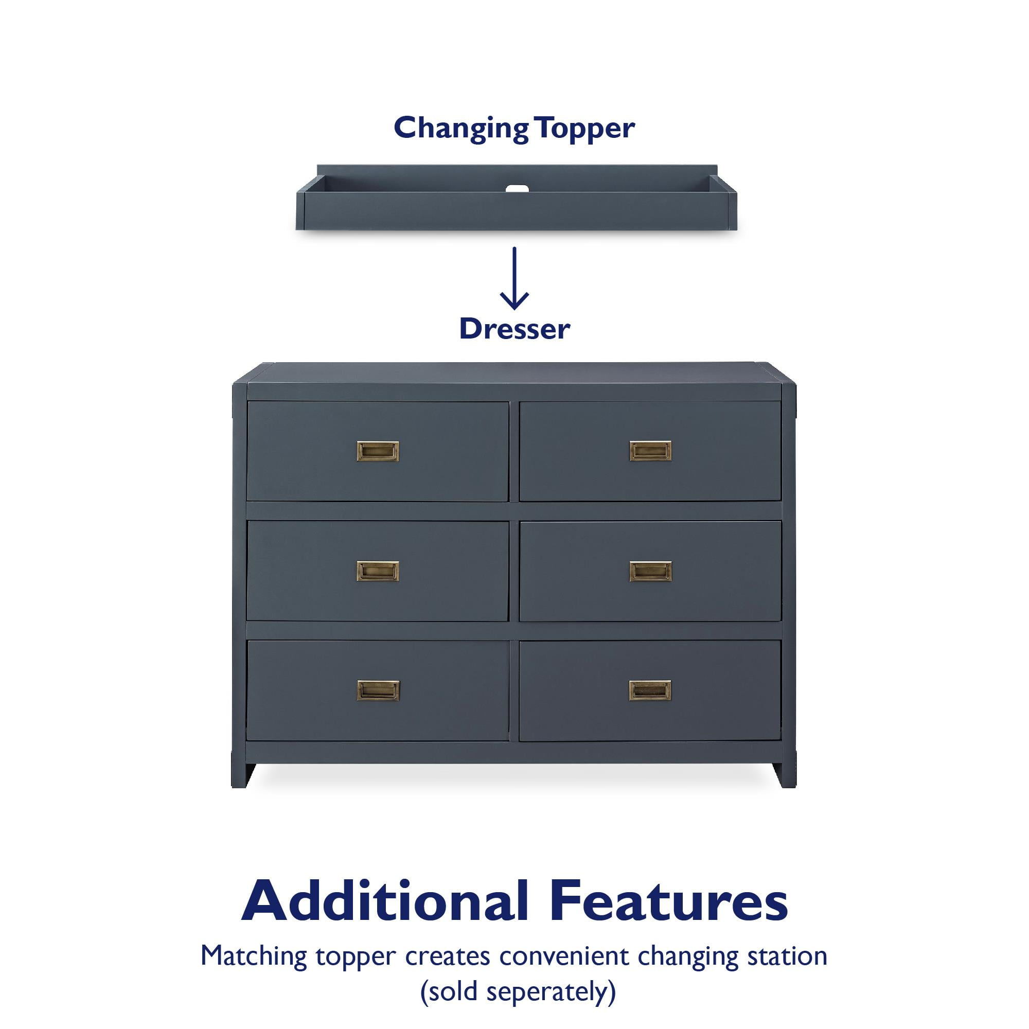 Baby Relax Miles 3-Drawer Dresser, Nursery Storage, Graphite Blue - Image 3