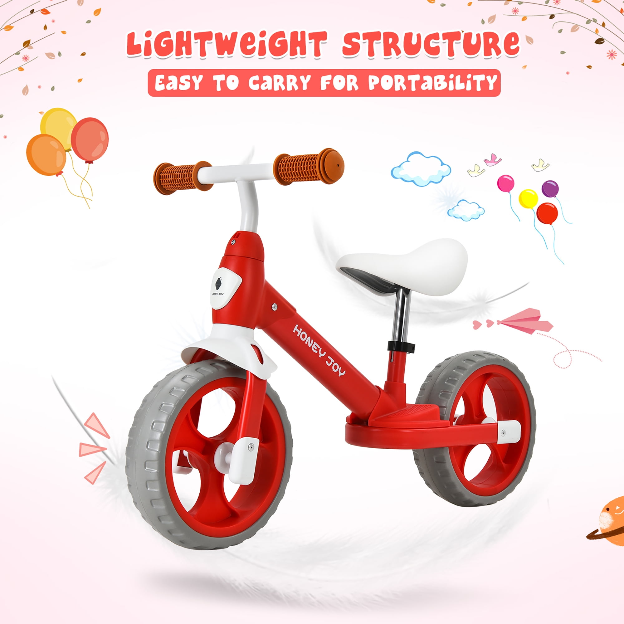 Costway Kids Balance Bike Toddler Training Bicycle w/ Feetrests for 2-5 Years Old Red - Image 2