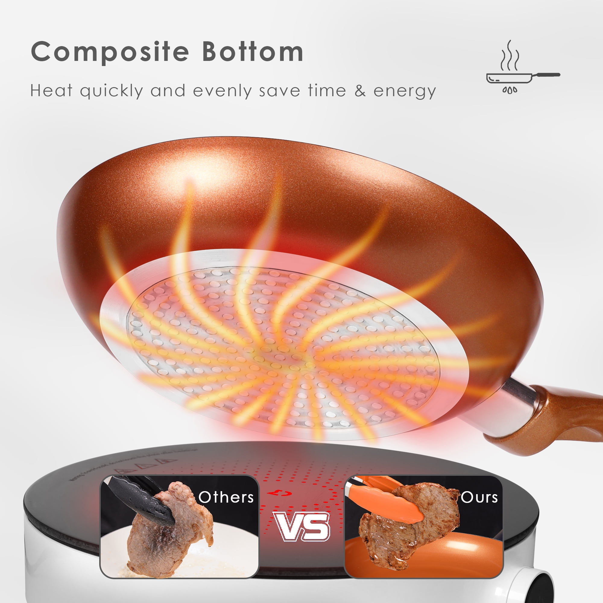 Scafild | 10-Piece Ceramic Nonstick Aluminum Cookware Set - Copper - Image 8