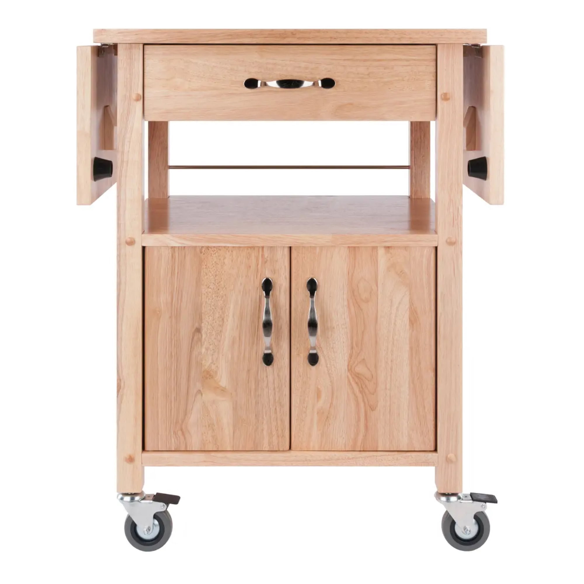 Contemporary Home Living Drop Leaf Wooden Storage Kitchen Utility Cart - 43.25" - Beige - Image 2