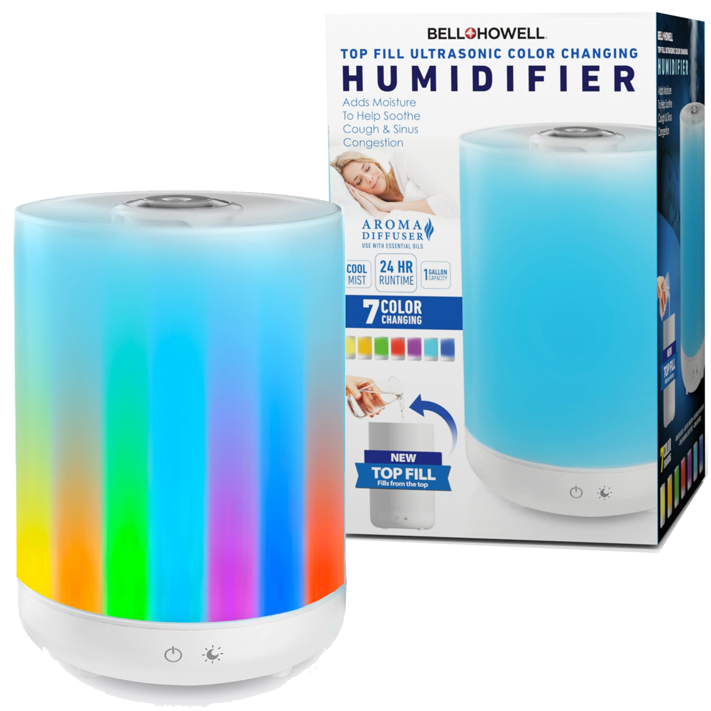 Bell + Howell Humidifier Essential Oil Aroma Diffuser 4L Cool Mist Air Humidifier for Room Top Fill Ultrasonic Multi-Color - Image 8