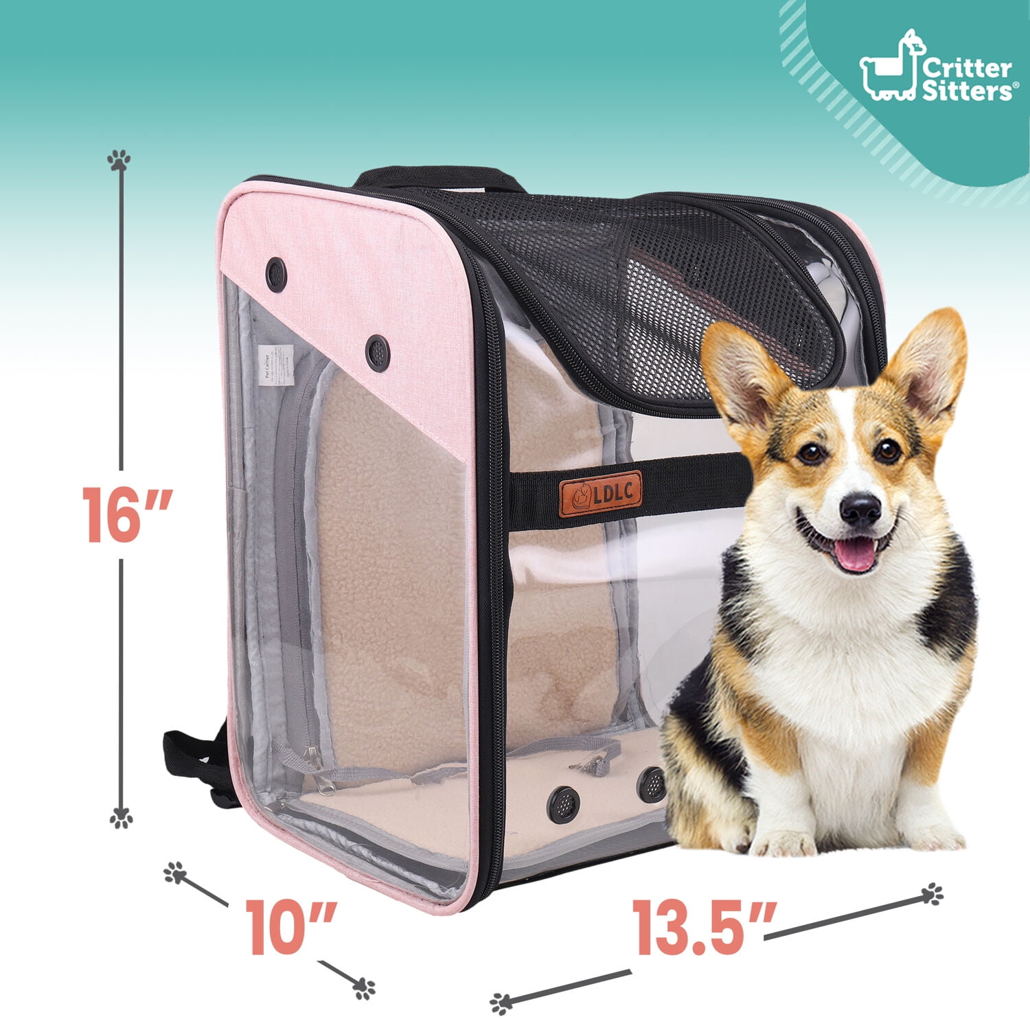 Critter Sitters Light Pink See-Through Pet Backpack for Small Dogs, Cats with Scratch Resistant Breathable Mesh Window | Airline Carry-On Approved | Safety Leash | Durable Transporation for Animals - Image 16