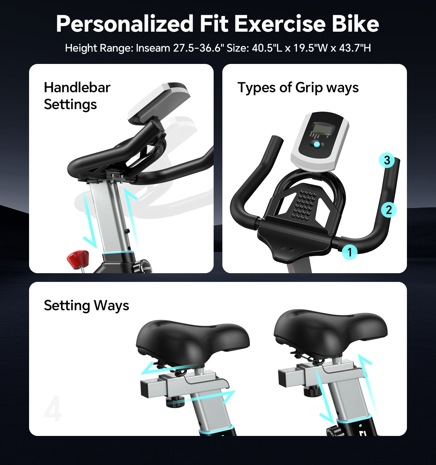 Pooboo Professional Indoor Cycling Bike Stationary Exercise Bikes Home Cardio Workout Bicycle Machine 350lb Flywheel Weight 40lbs - Image 3